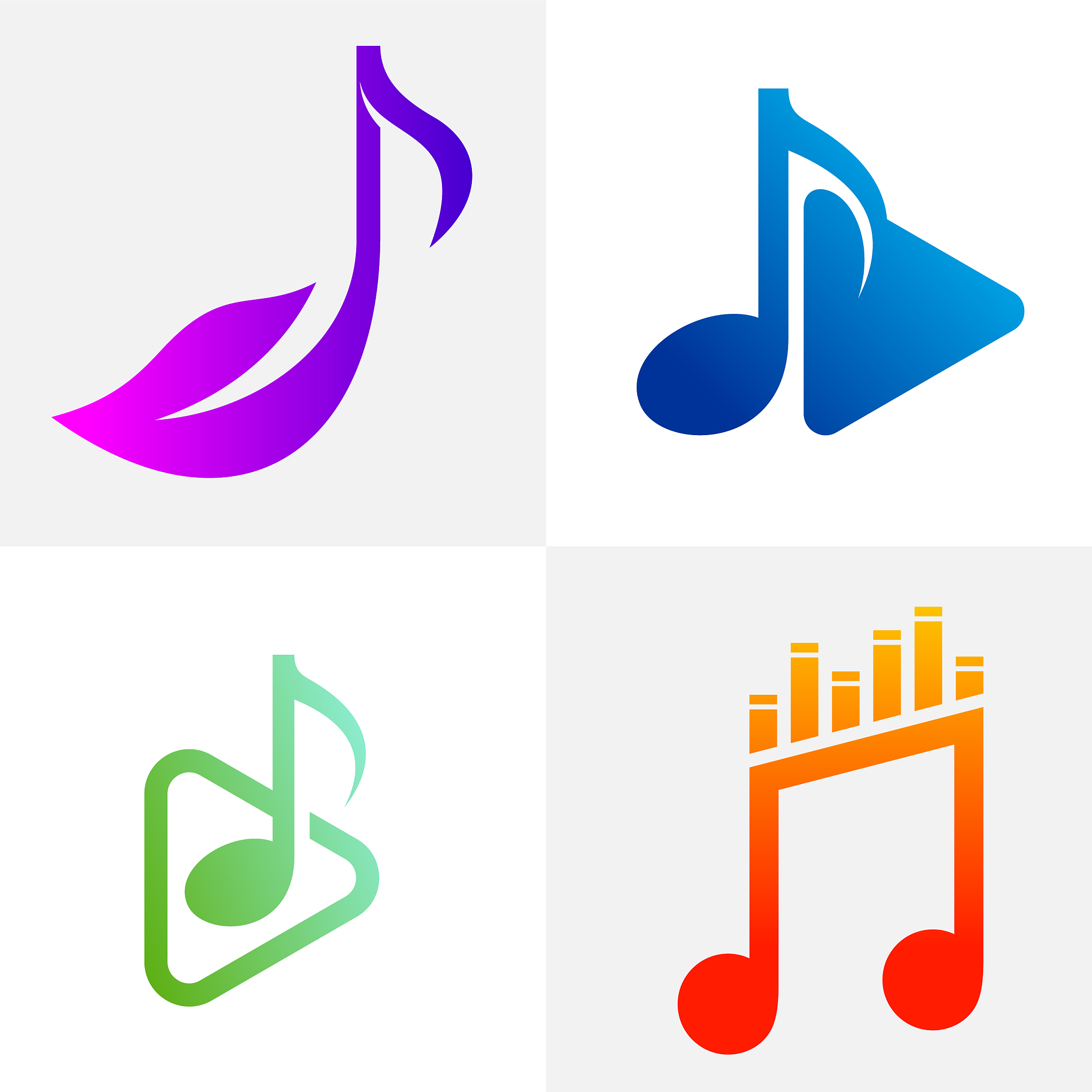 set music note logo design concept note play