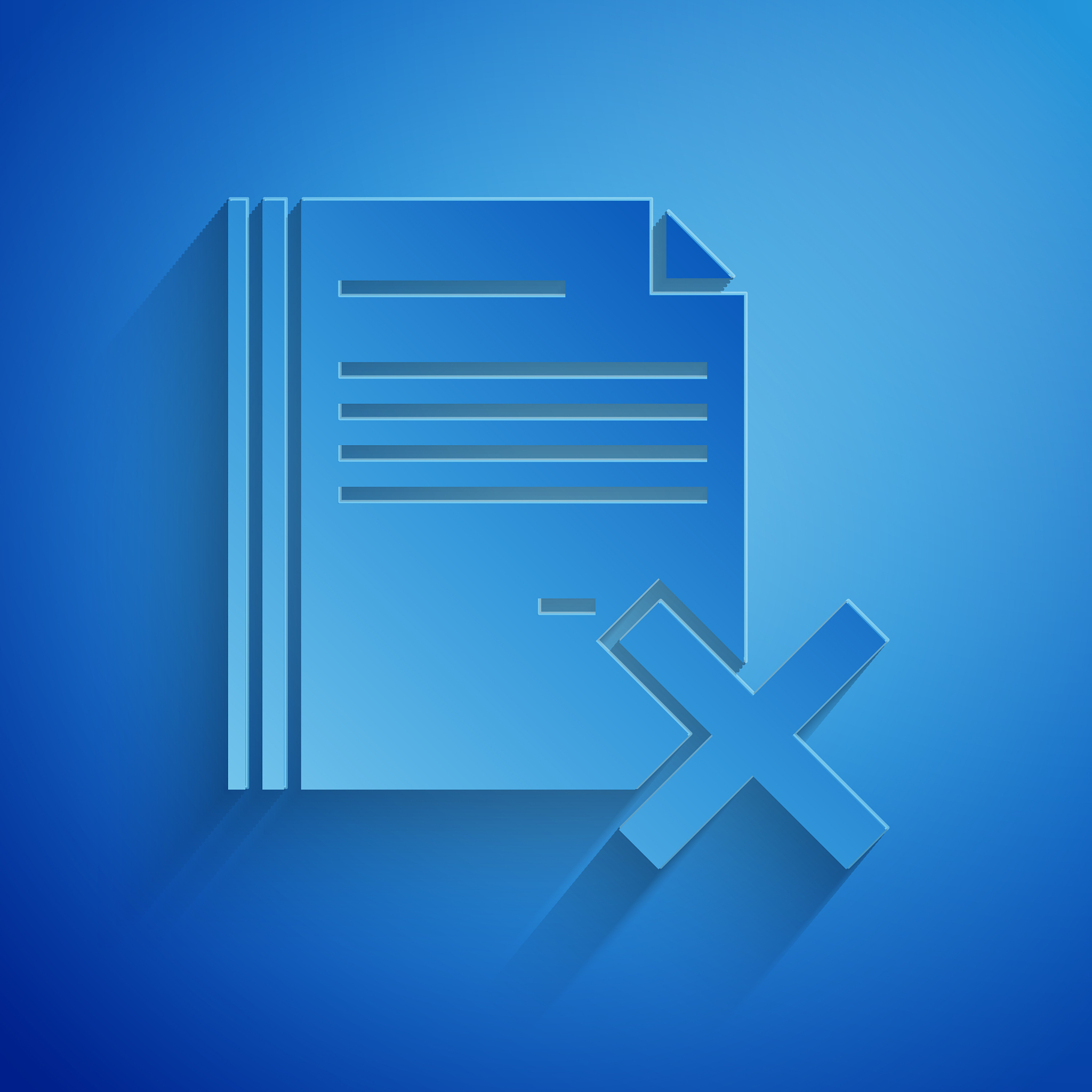 paper cut delete file document icon isolated on