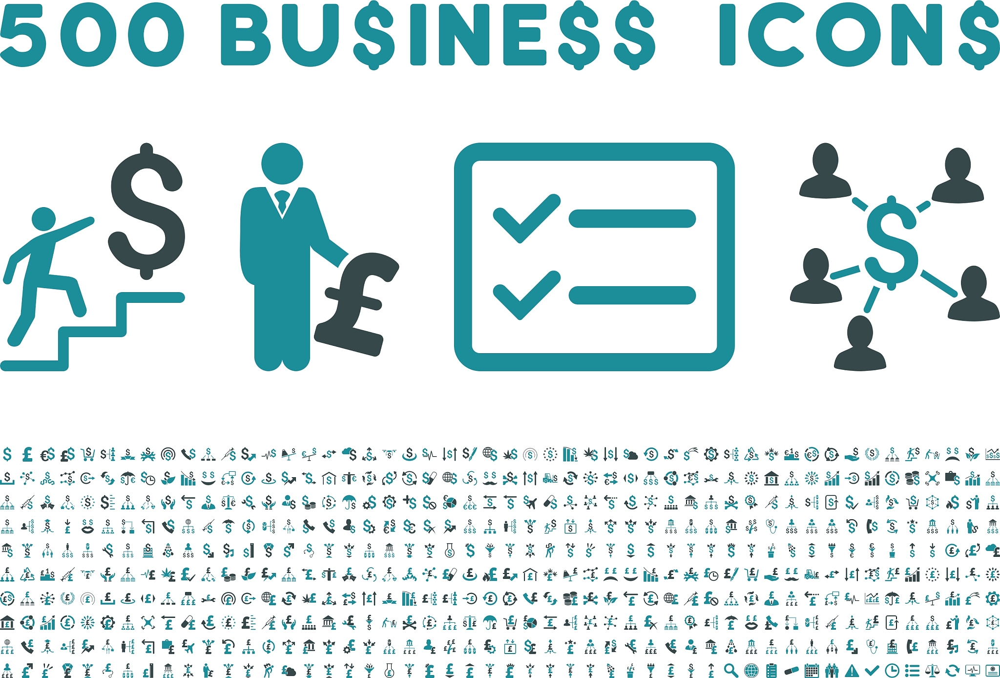 500 flat business icons