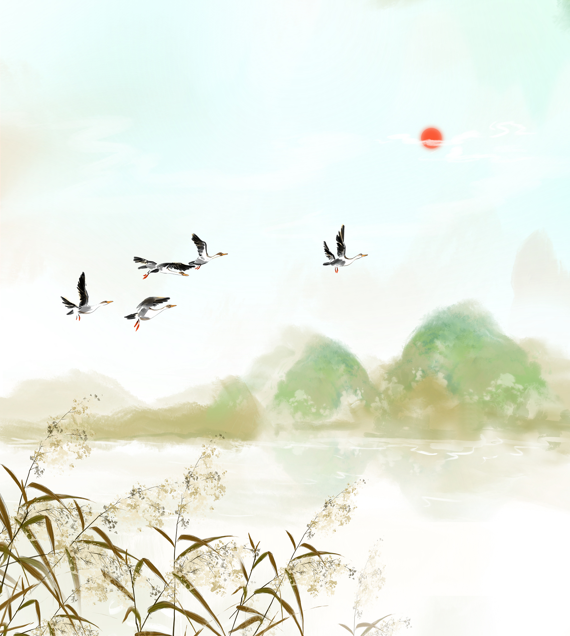 渔歌子西塞山前白鹭飞桃花流水鳜鱼肥。青箬笠绿蓑衣斜风细雨不须归。 仿写