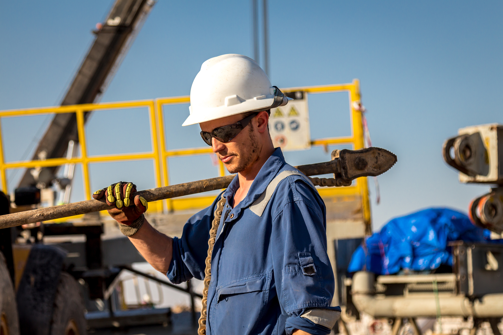 man working on oil rig