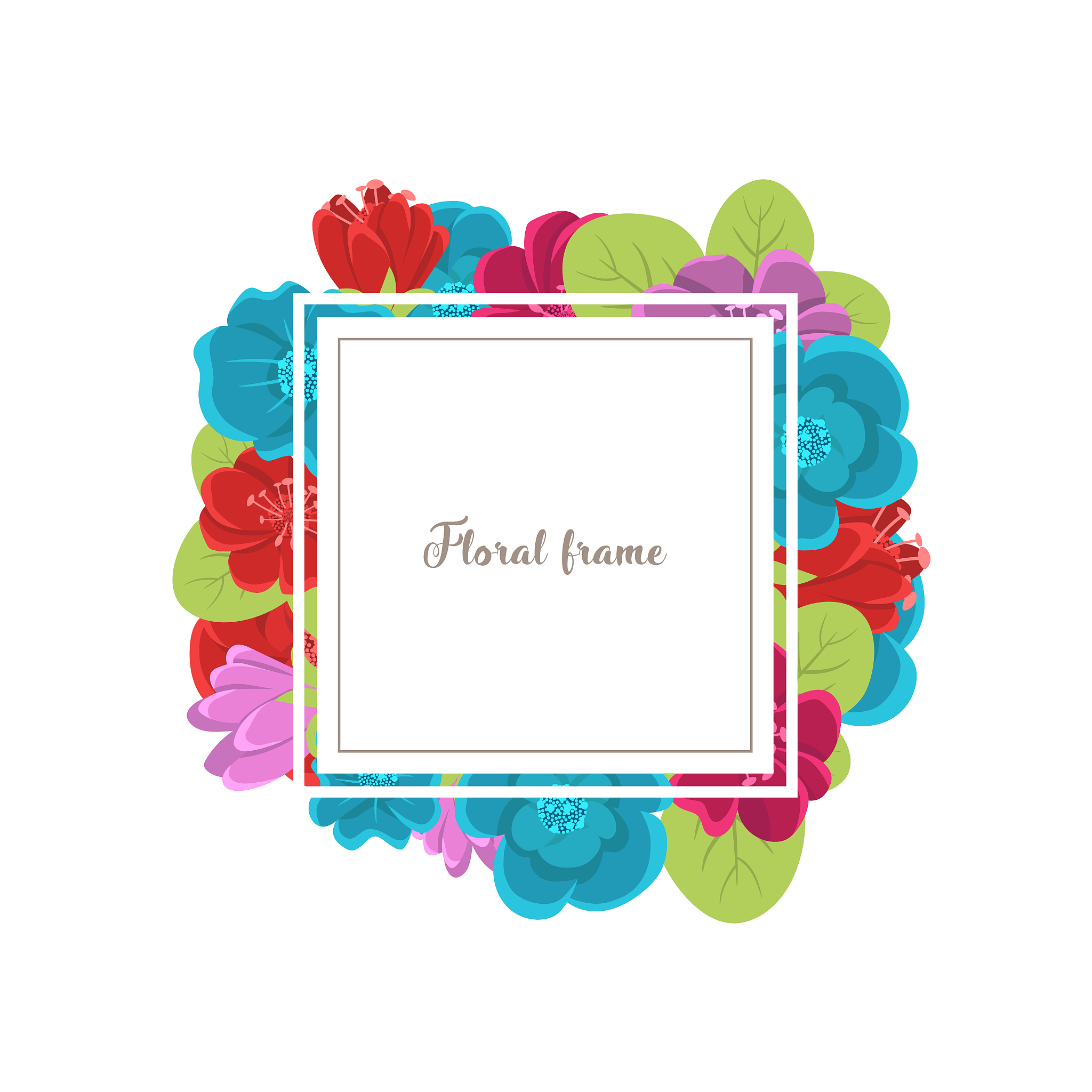 elegant design illustration of floral frame template with text i