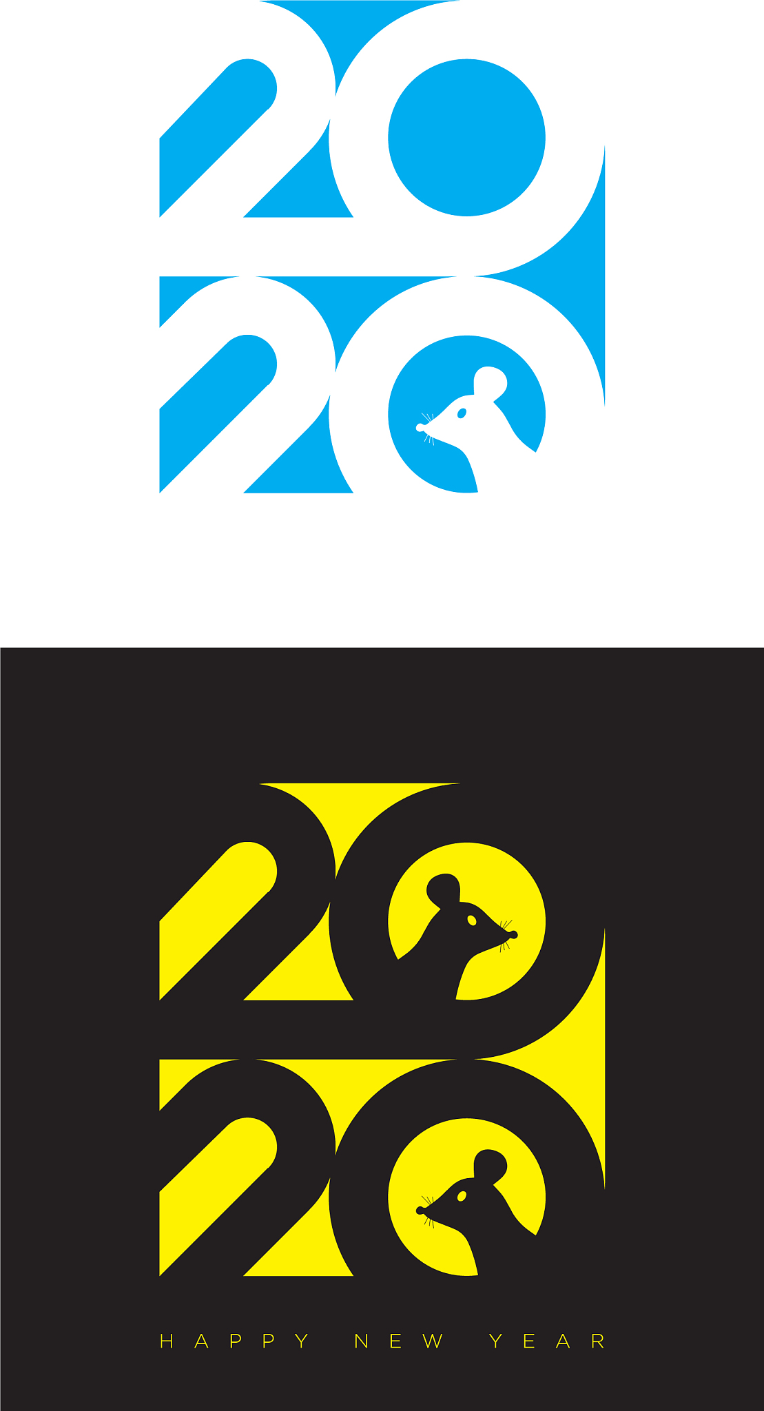 happy new year 2020 logo text design cover of