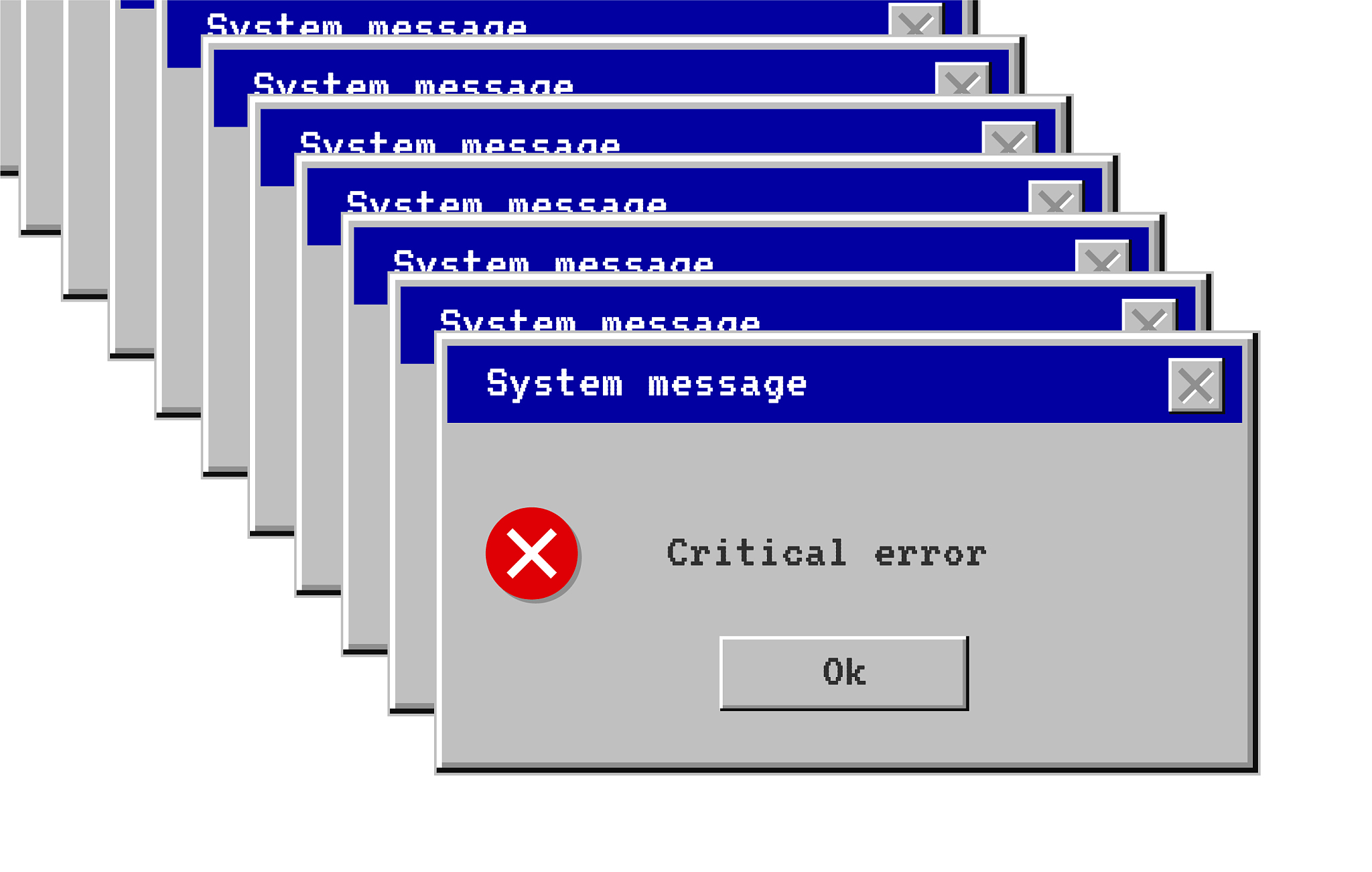critical error system message window old style