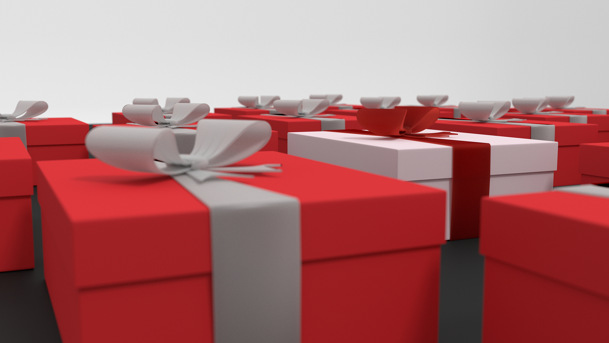 red christmas gift boxes 3d render