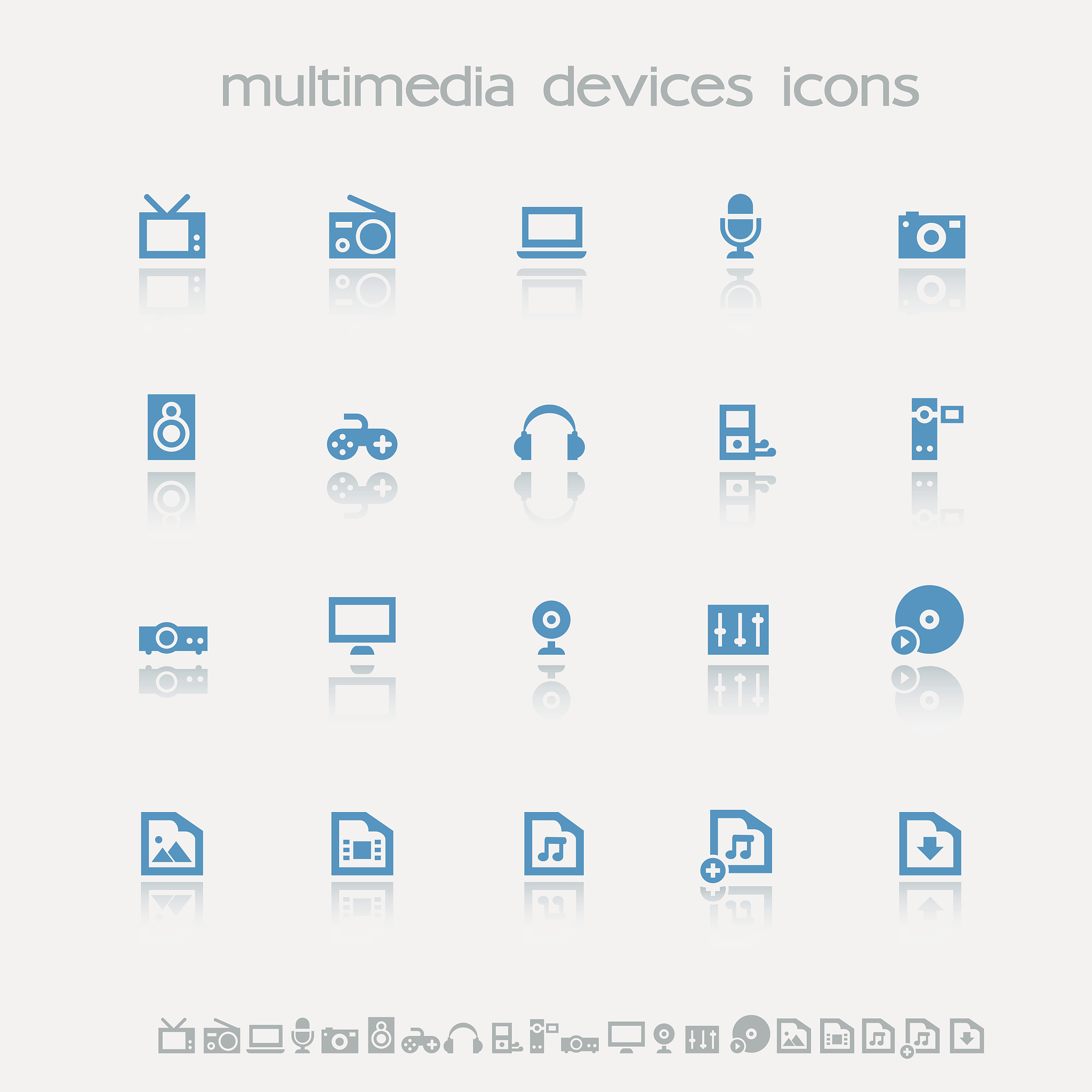 simple icons of multimedia devices