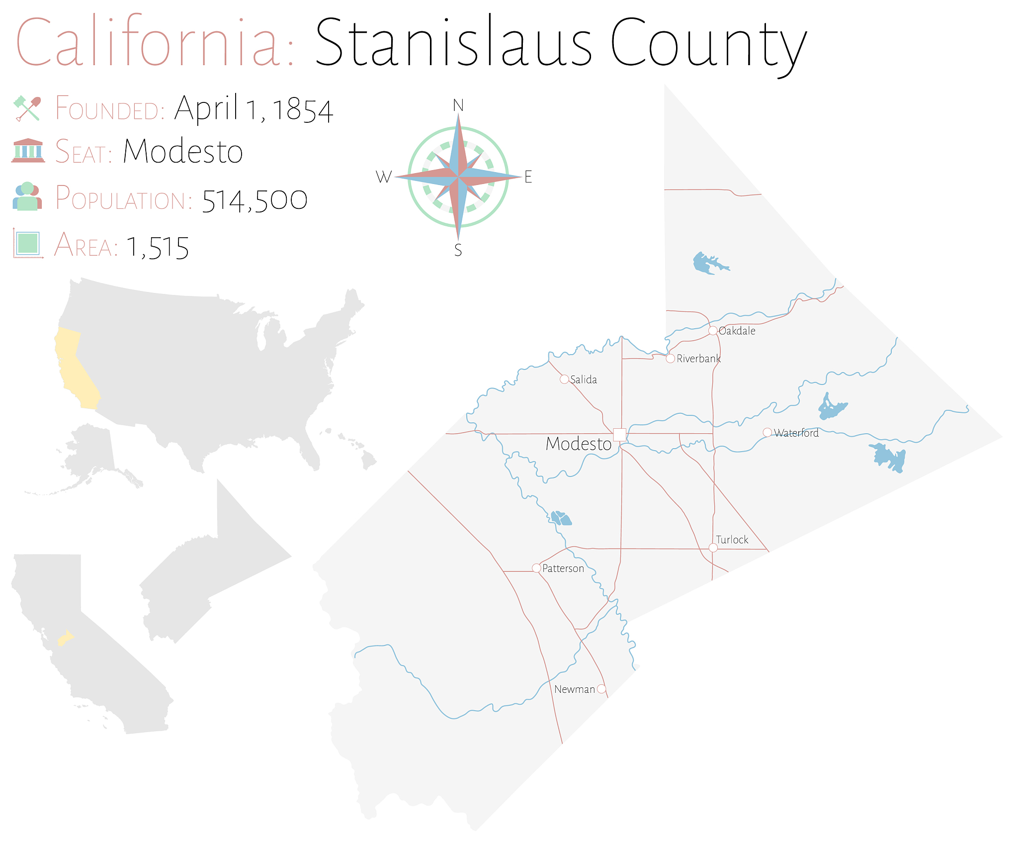 map stanislaus county in california