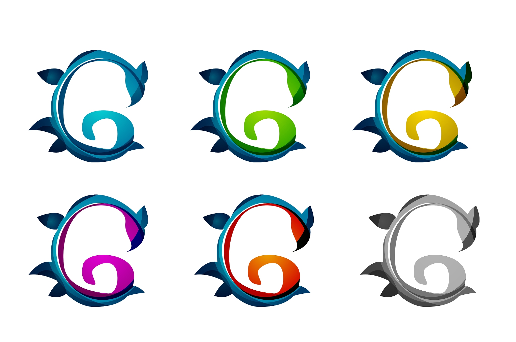 set of abstract eco plant icons business logotype