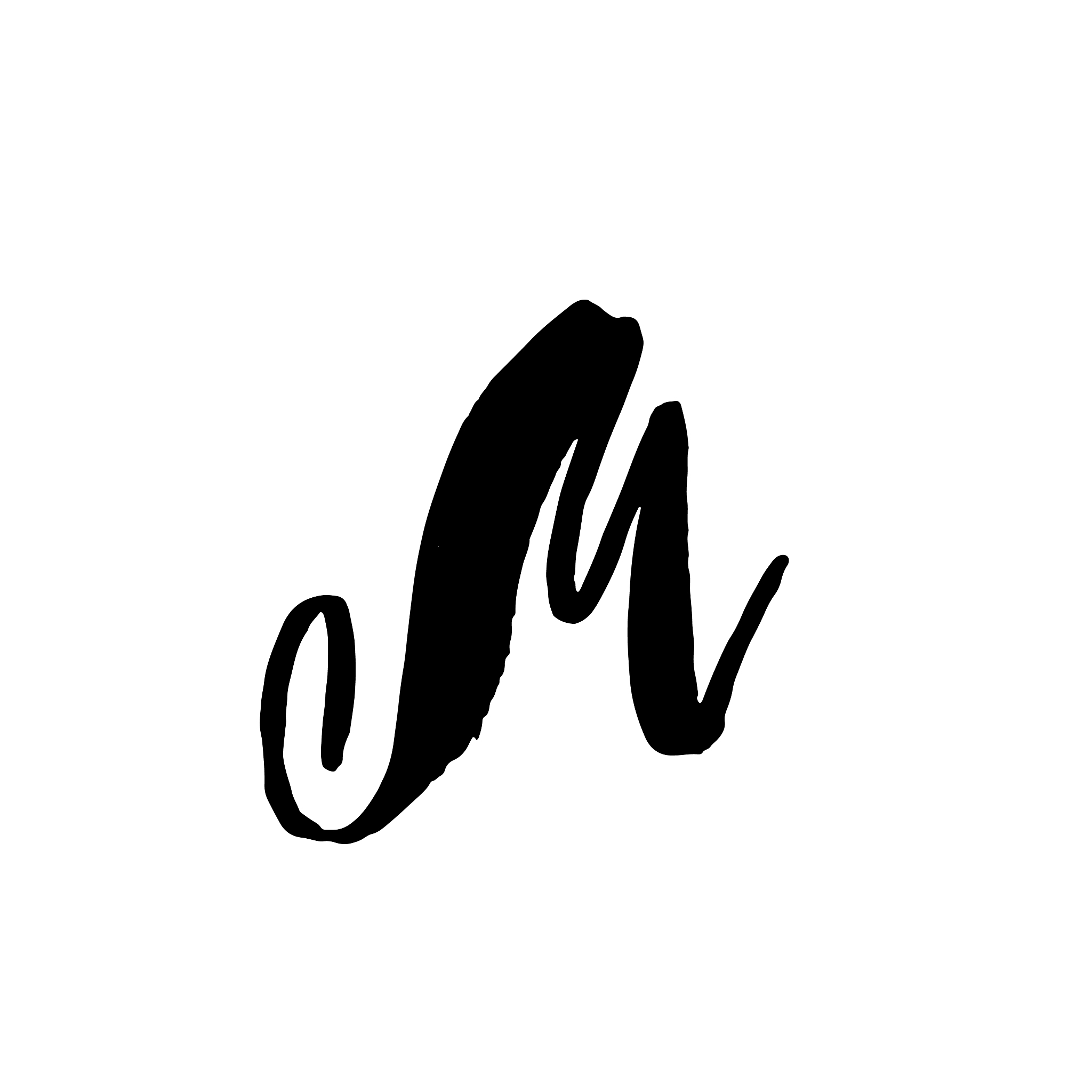 hand painted letter m dry brush modern lettering