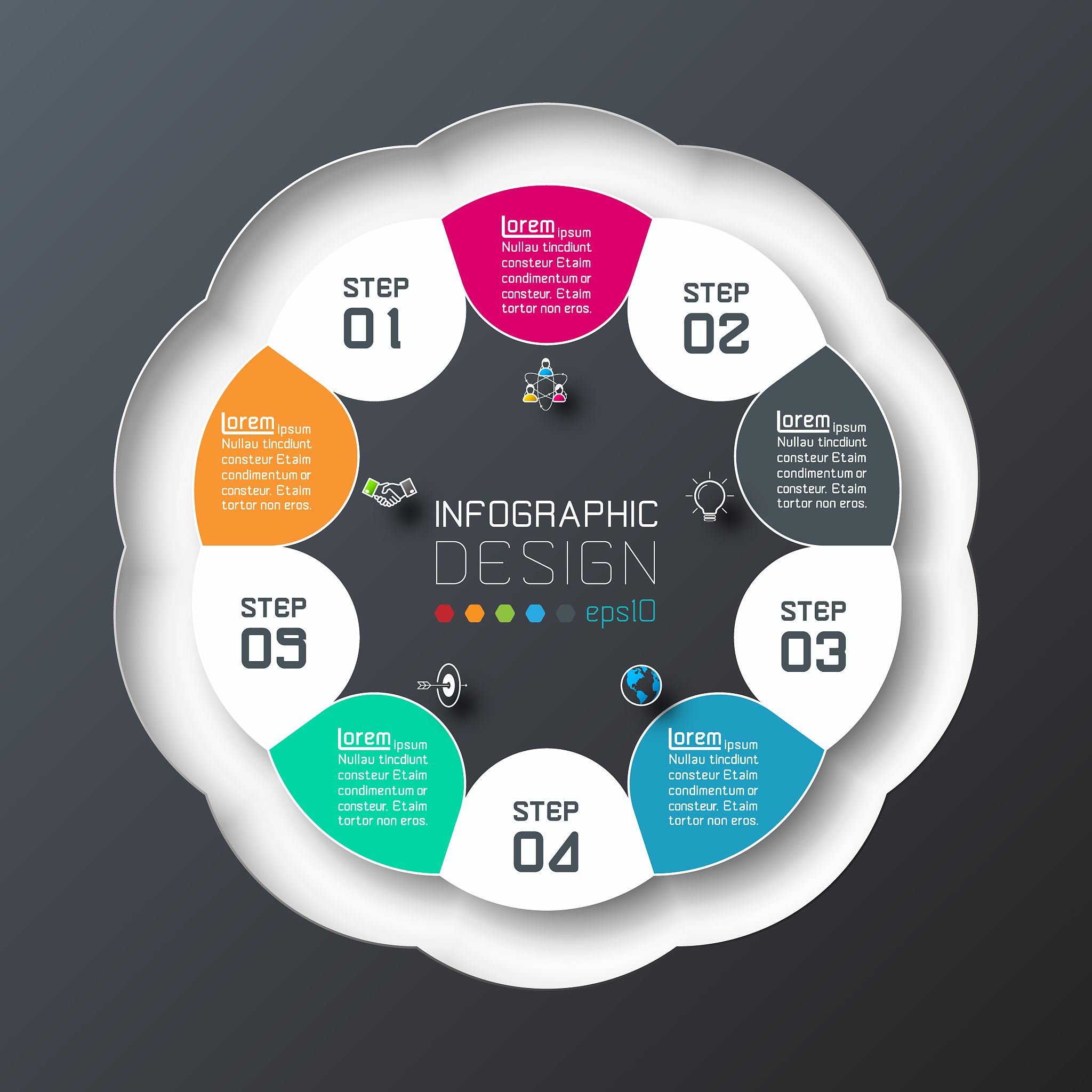 business infographics circle origami with shadow style vector il