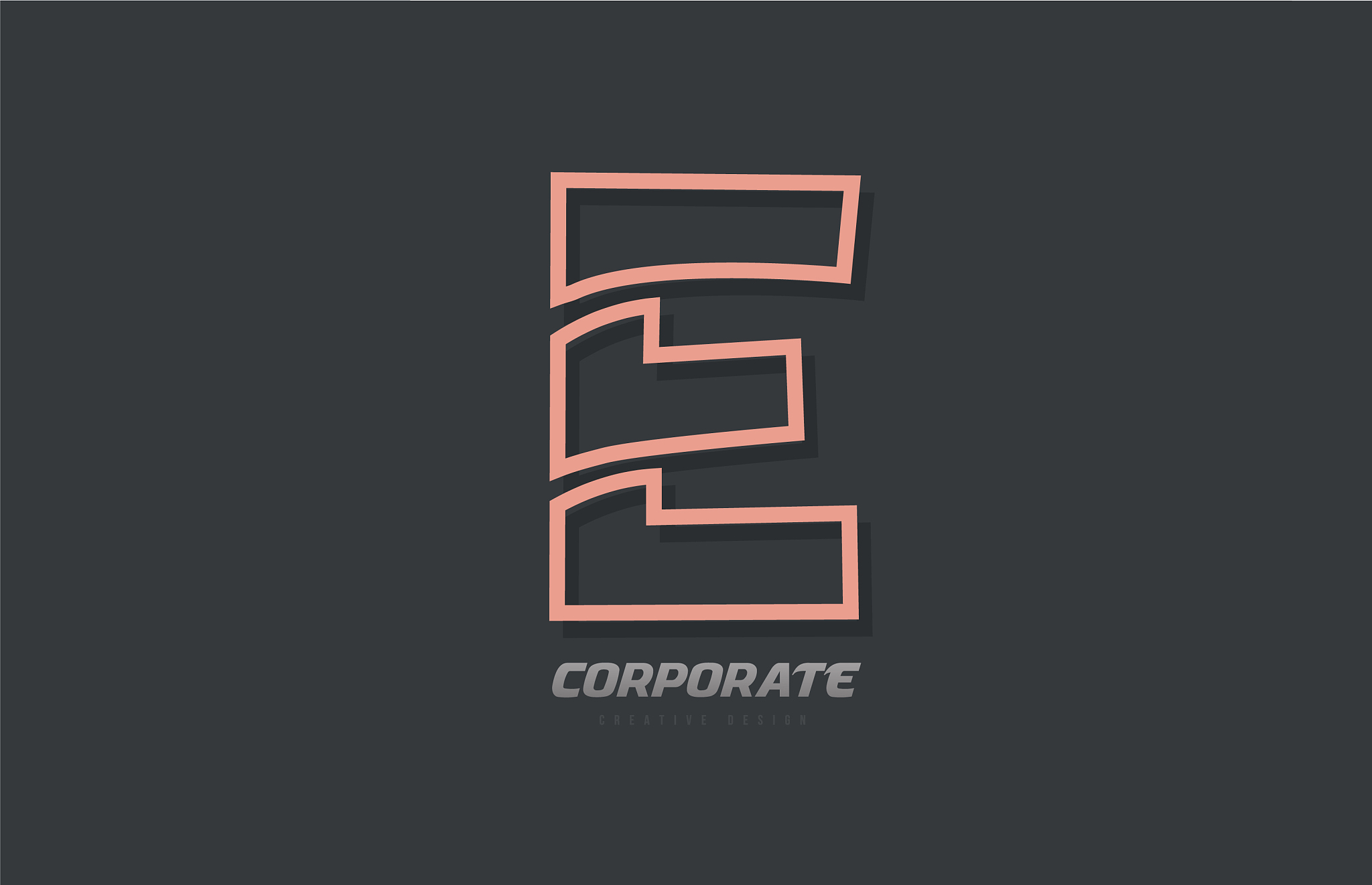 e alphabet letter line company business brown