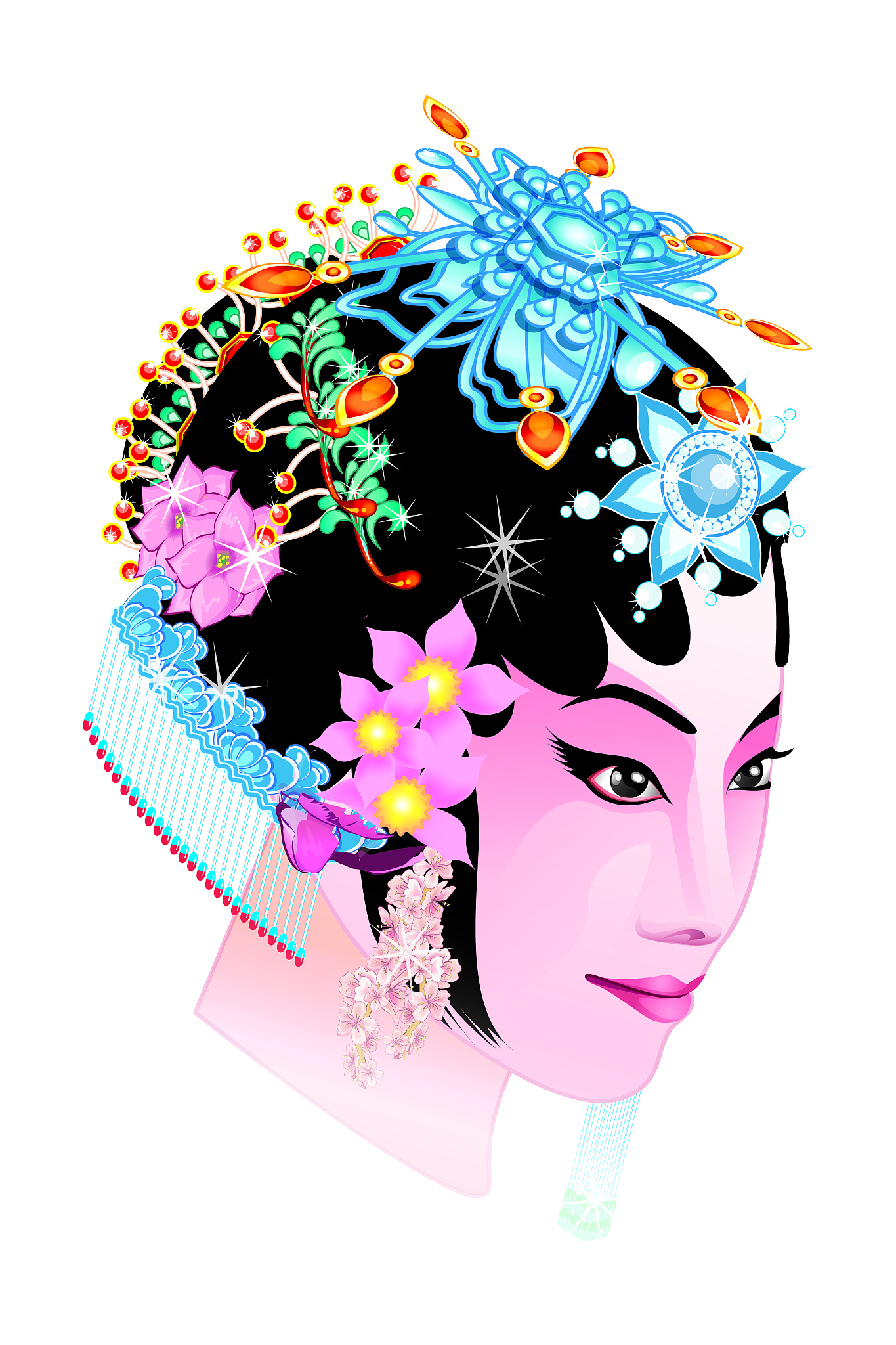 中式戏曲艺术女子头部图案