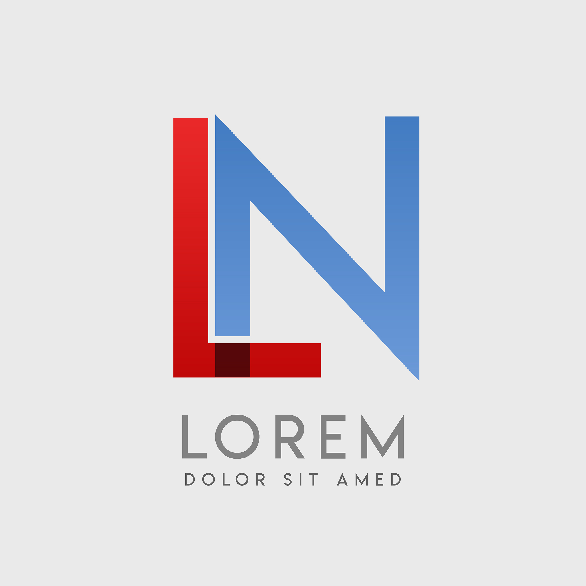 ln logo letters with blue and red gradation