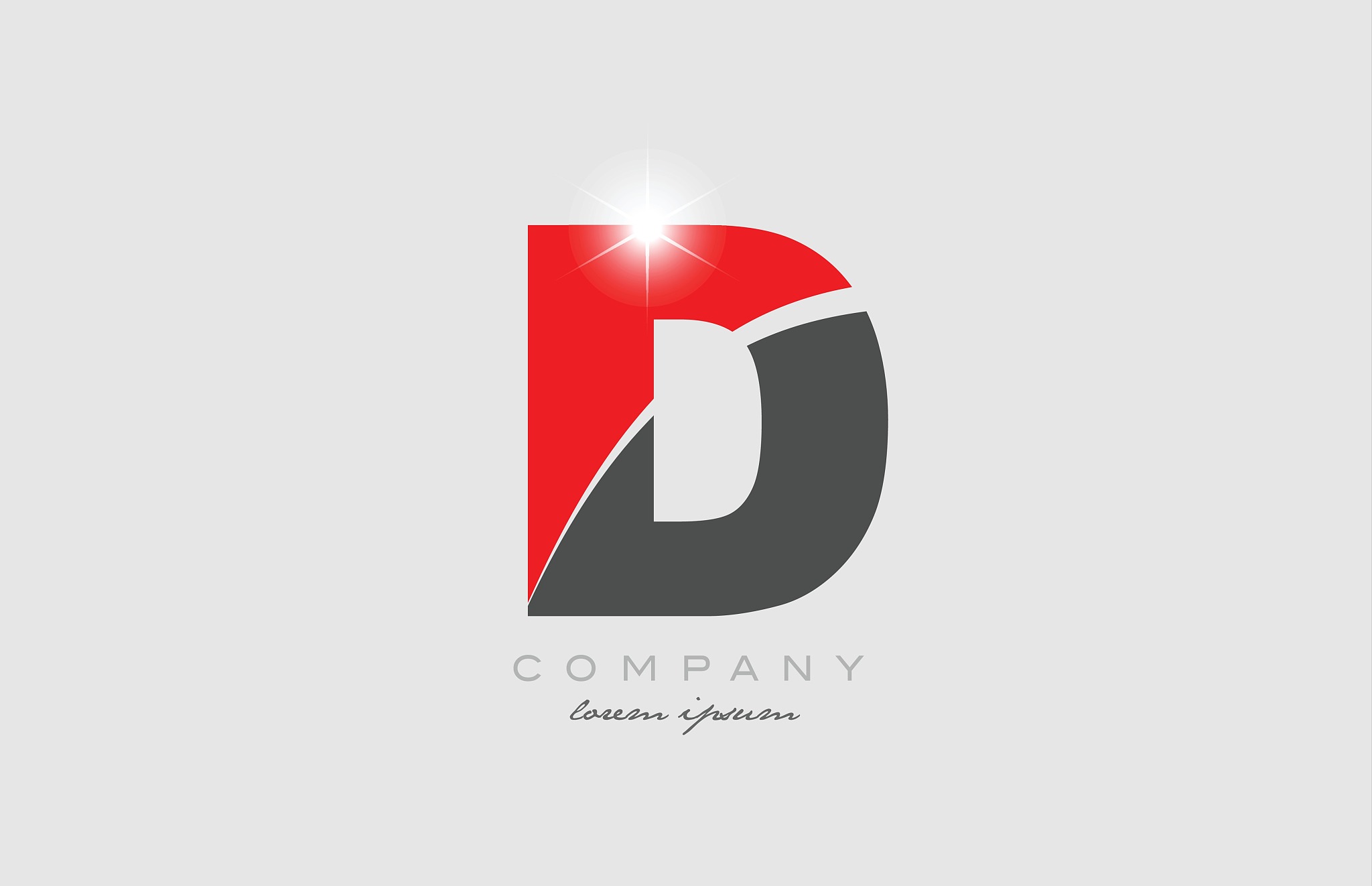 letter d in grey red color alphabet for logo icon design