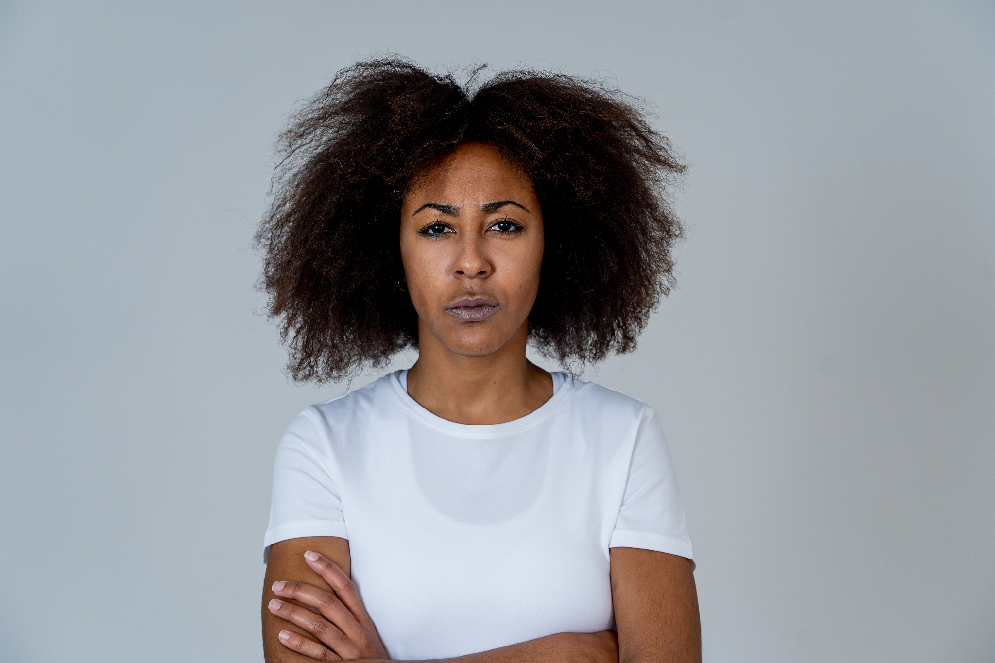 portrait of attractive frustrated african american woman with an