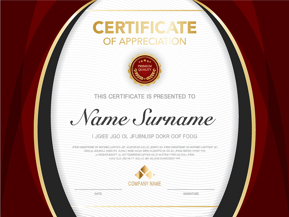 diploma certificate template red and gold color