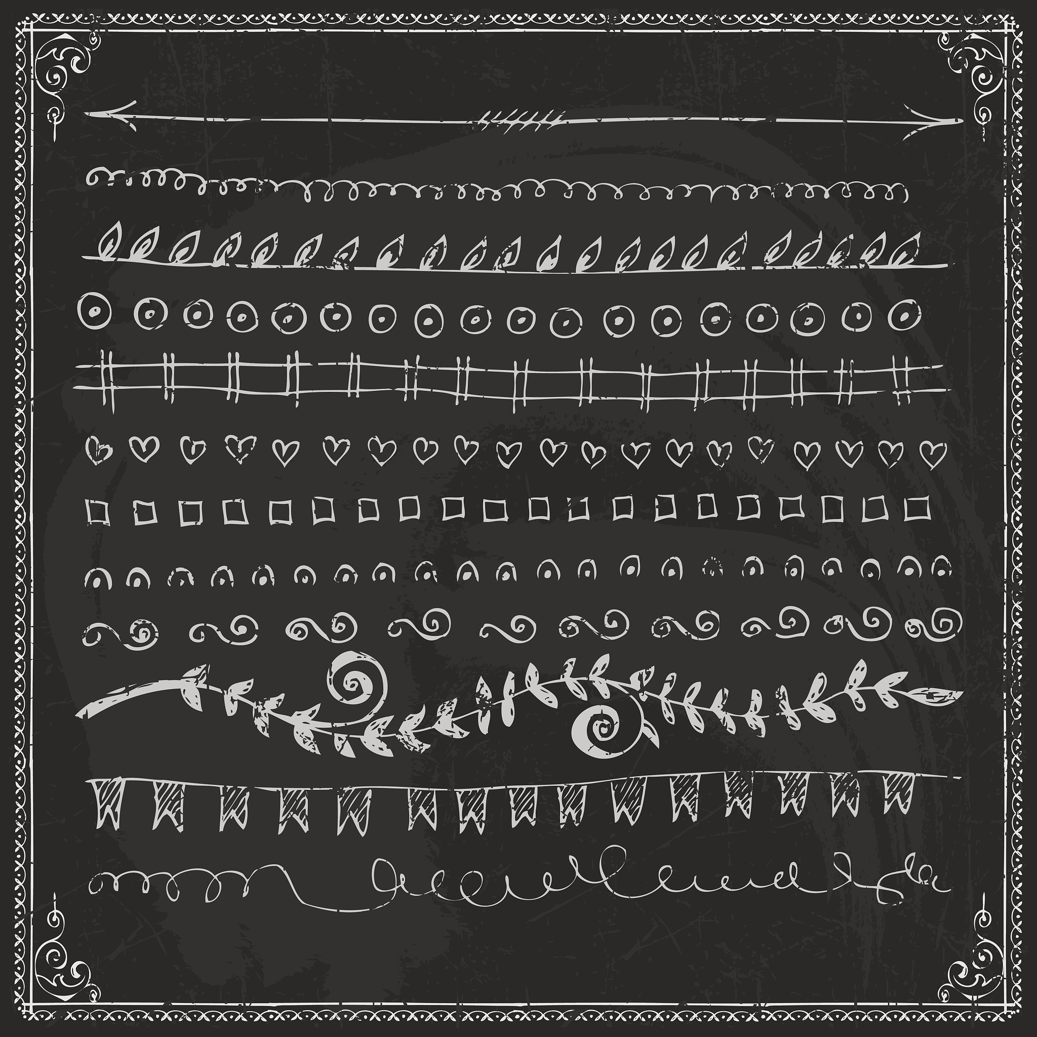 hand-drawn line border set
