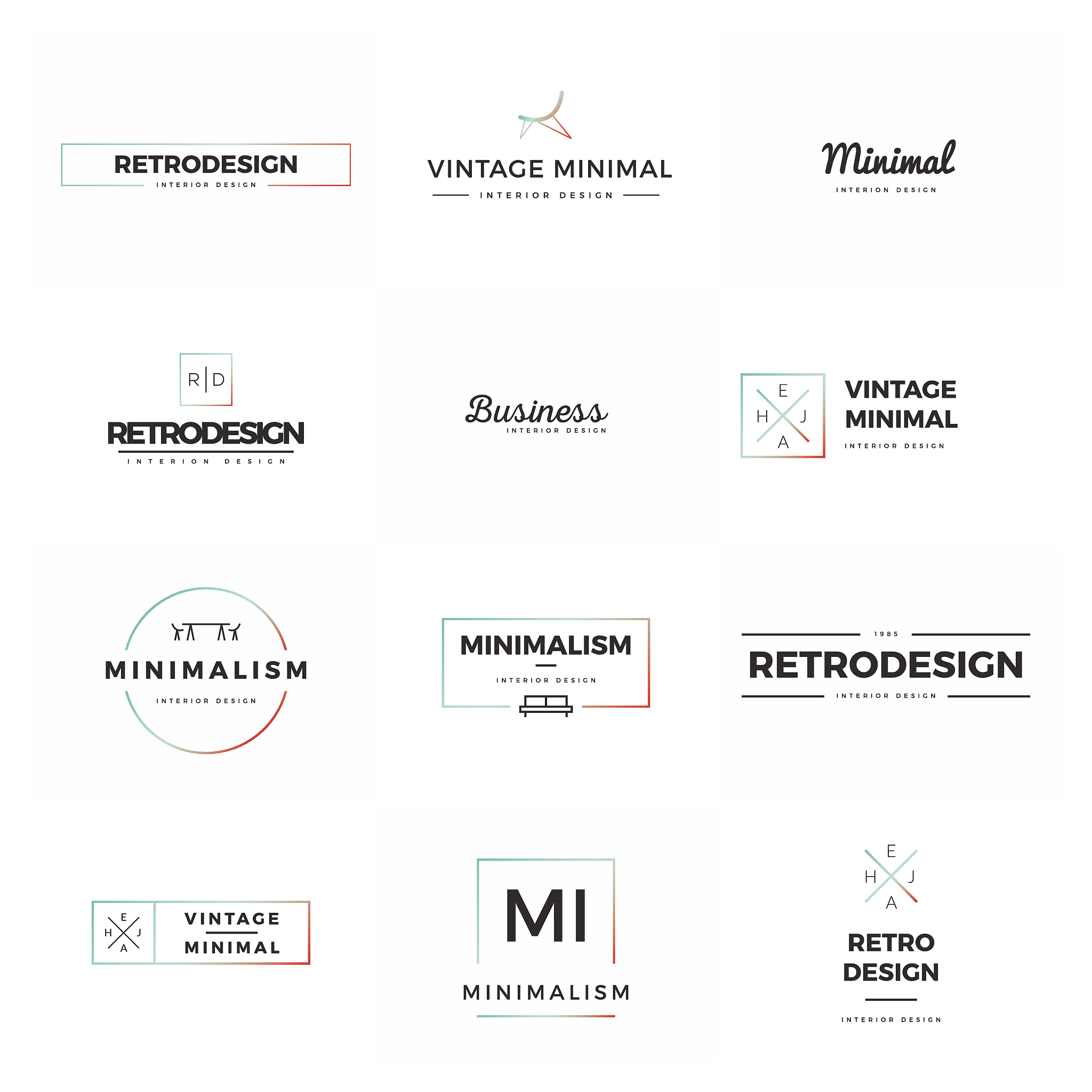 set of modern and minimal vintage vector logos