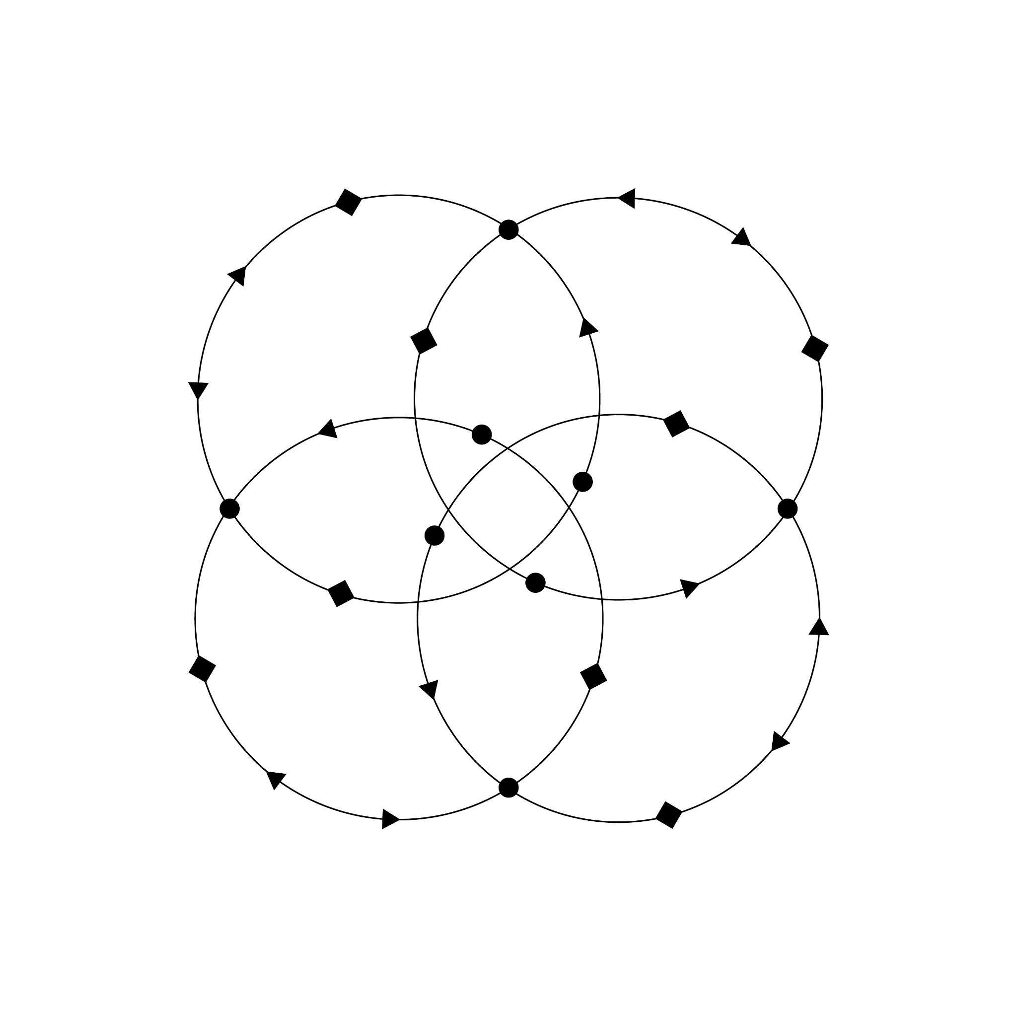 modern linear mandala with small symbols on white