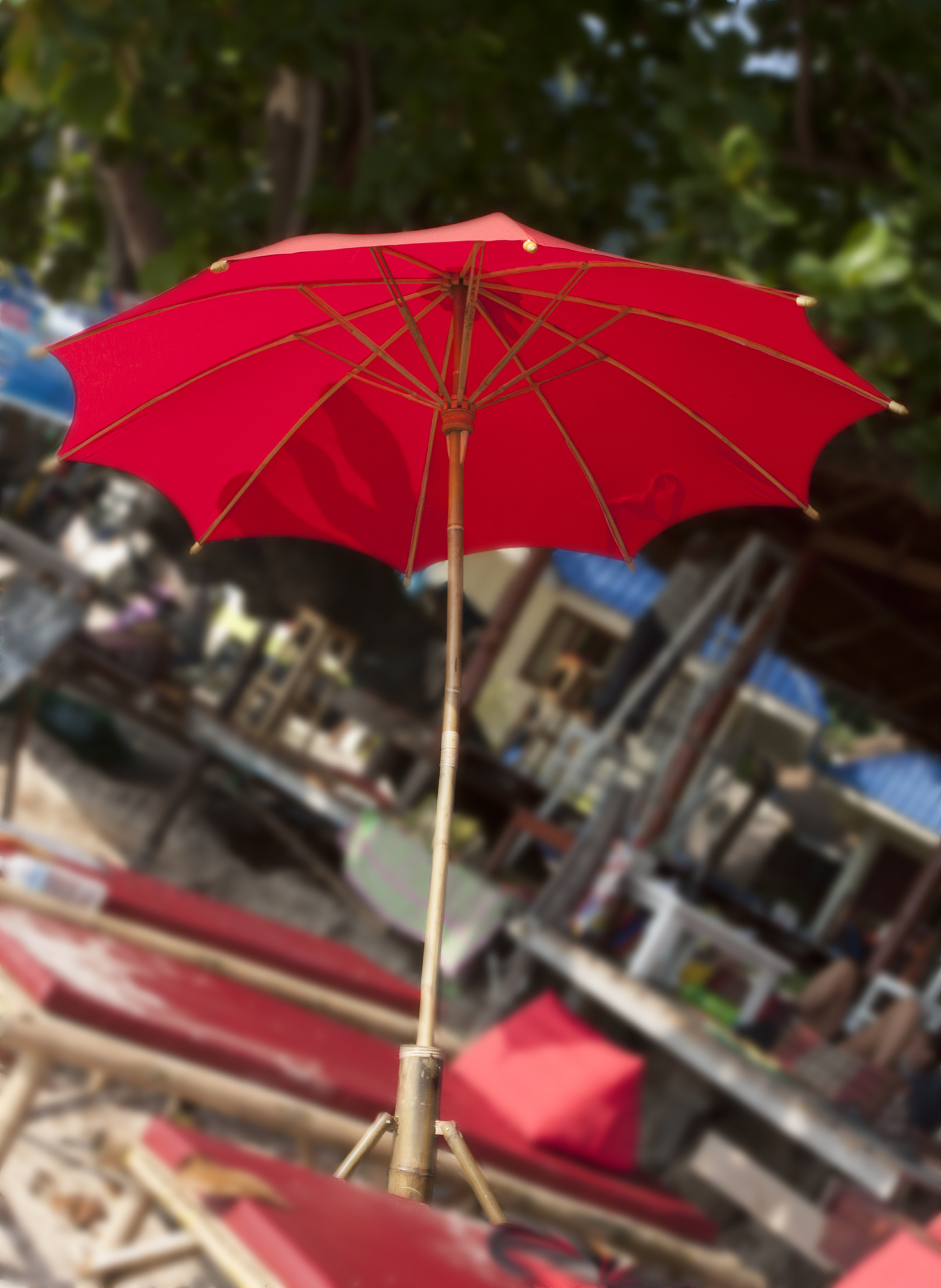 red sun umbrella