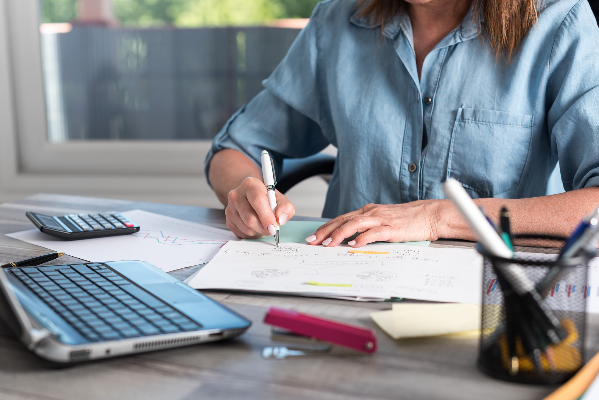 businesswoman working on documents