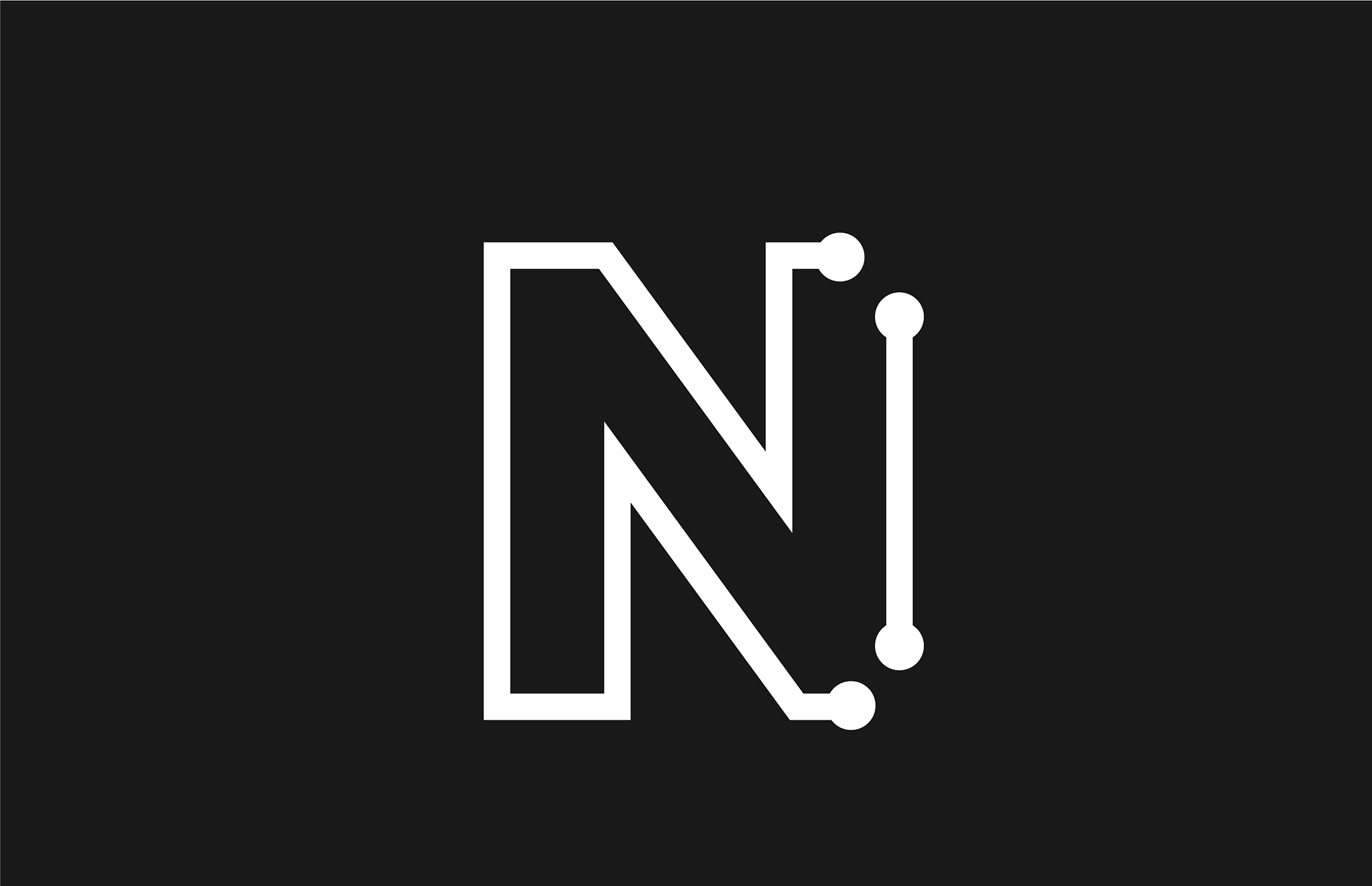 alphabet letter n black and white logo design