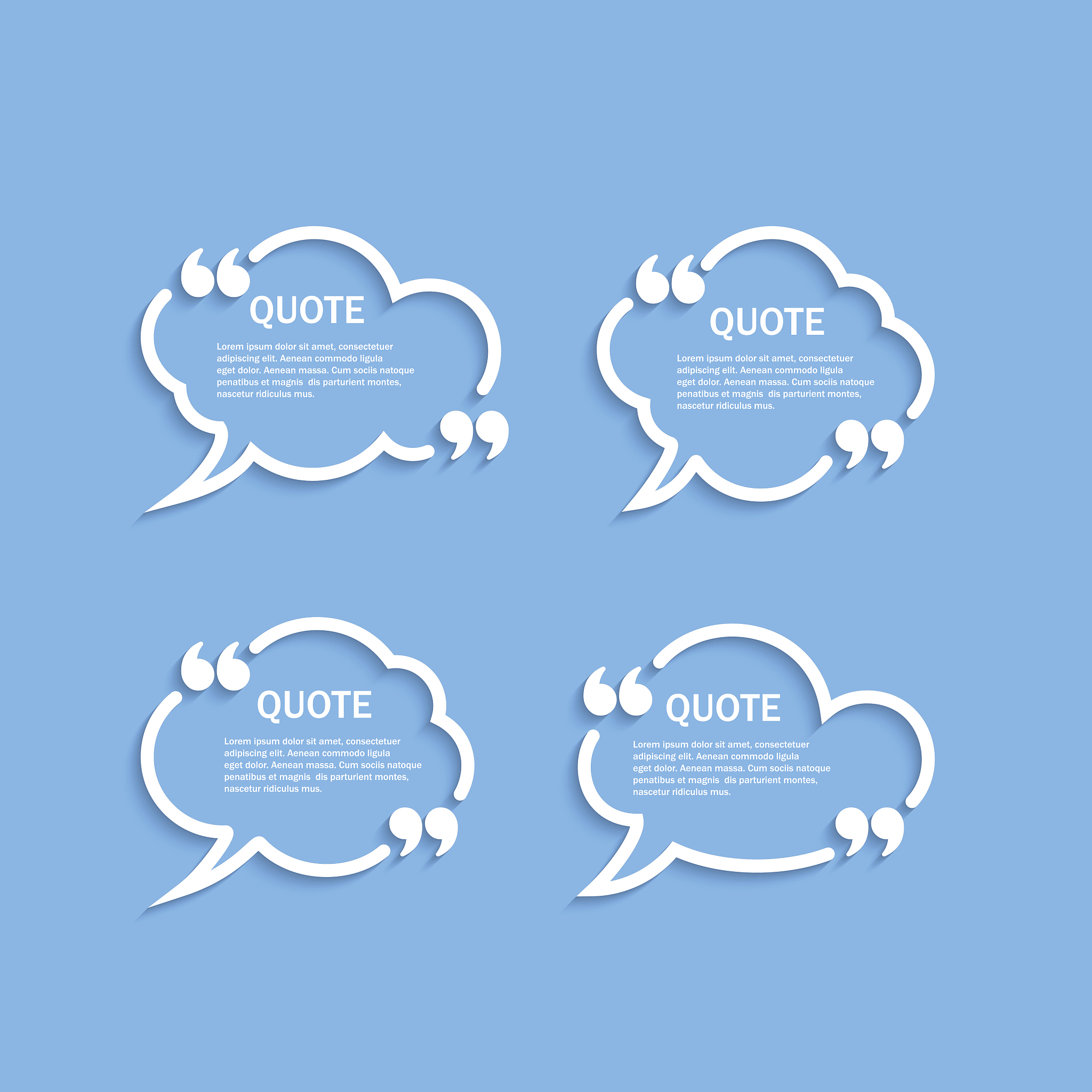 quote outline cloud speech bubbles set