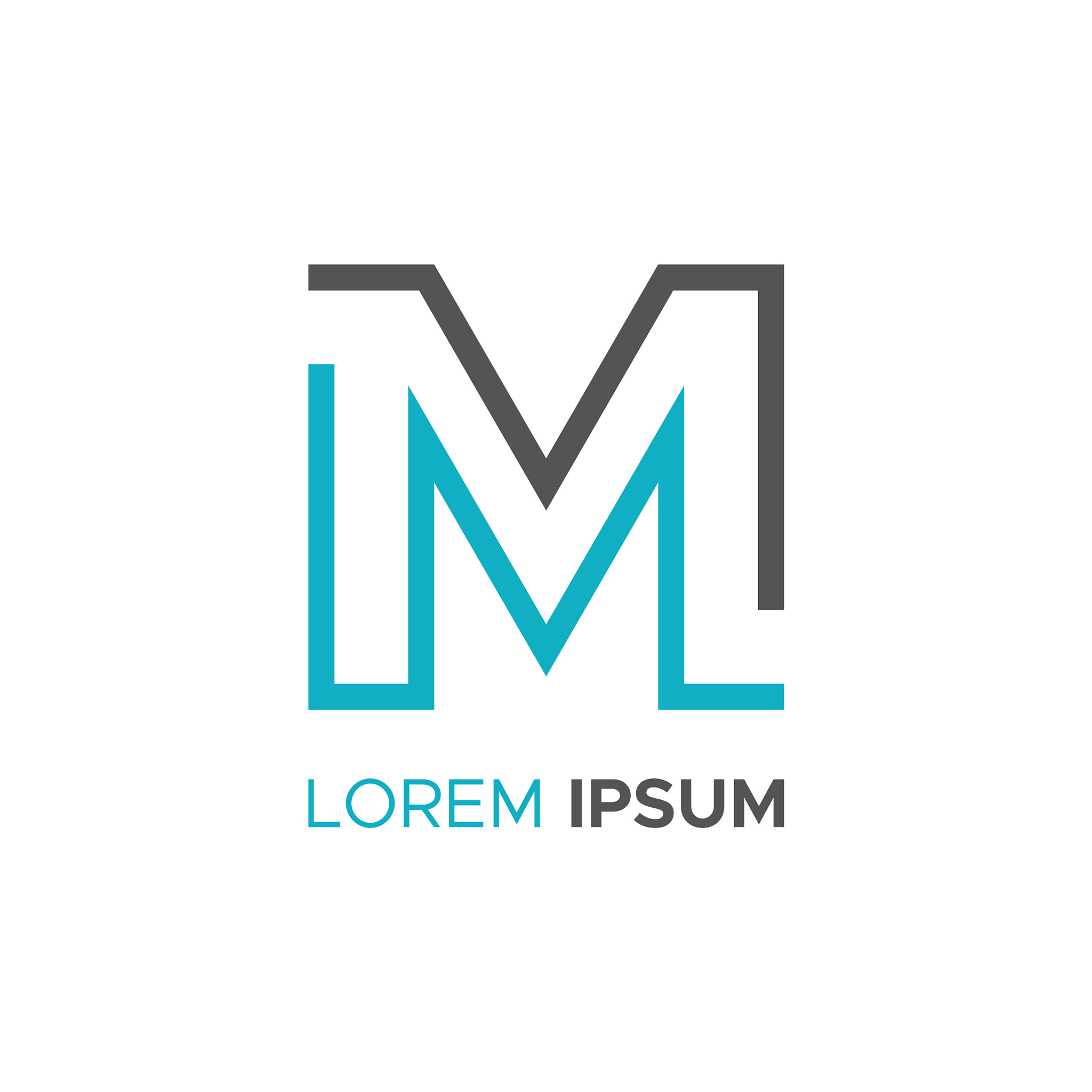 simple flat line letter m logo concept design