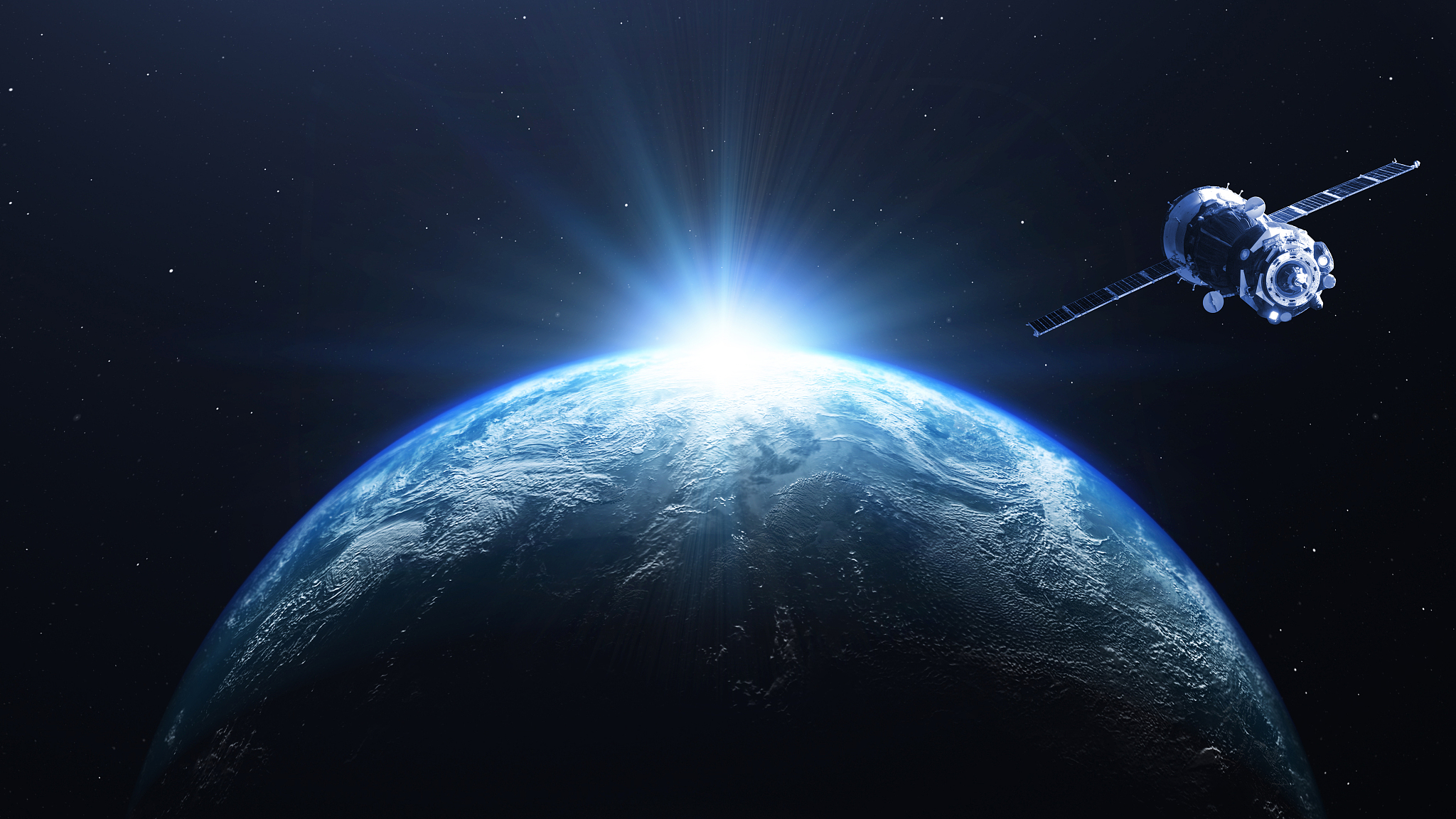 earth planet and satellite view from space - 3d render