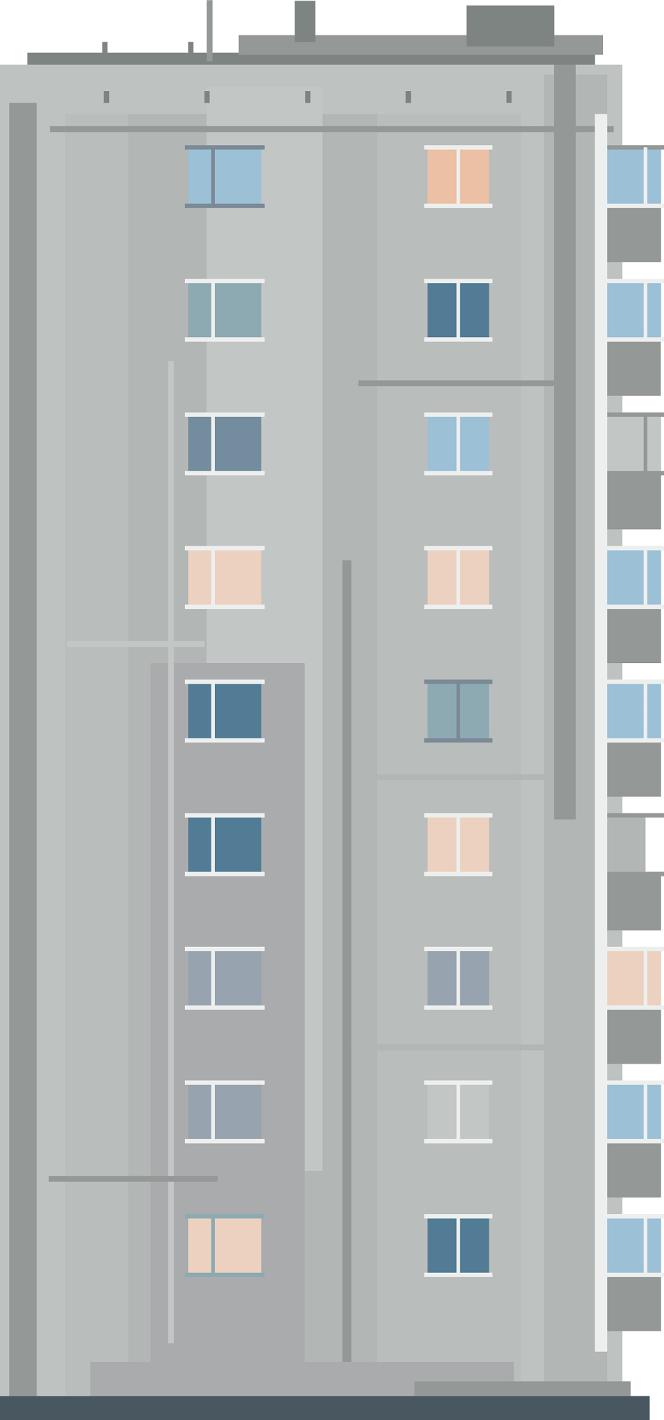 one nine-story eastern european building