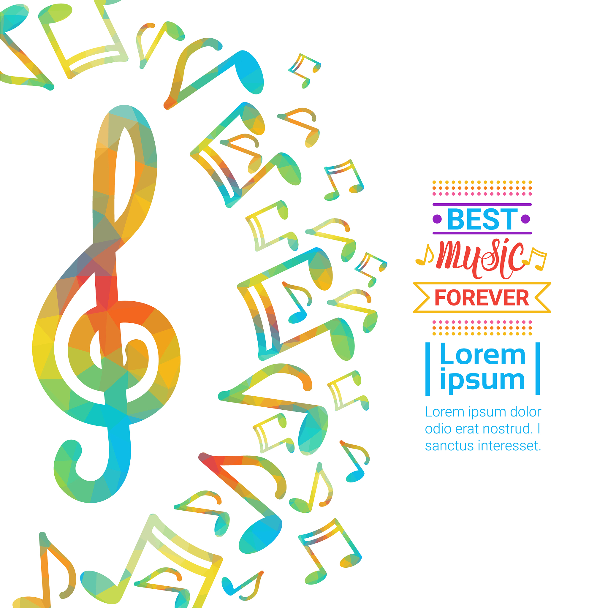 notes music concert banner colorful modern musical
