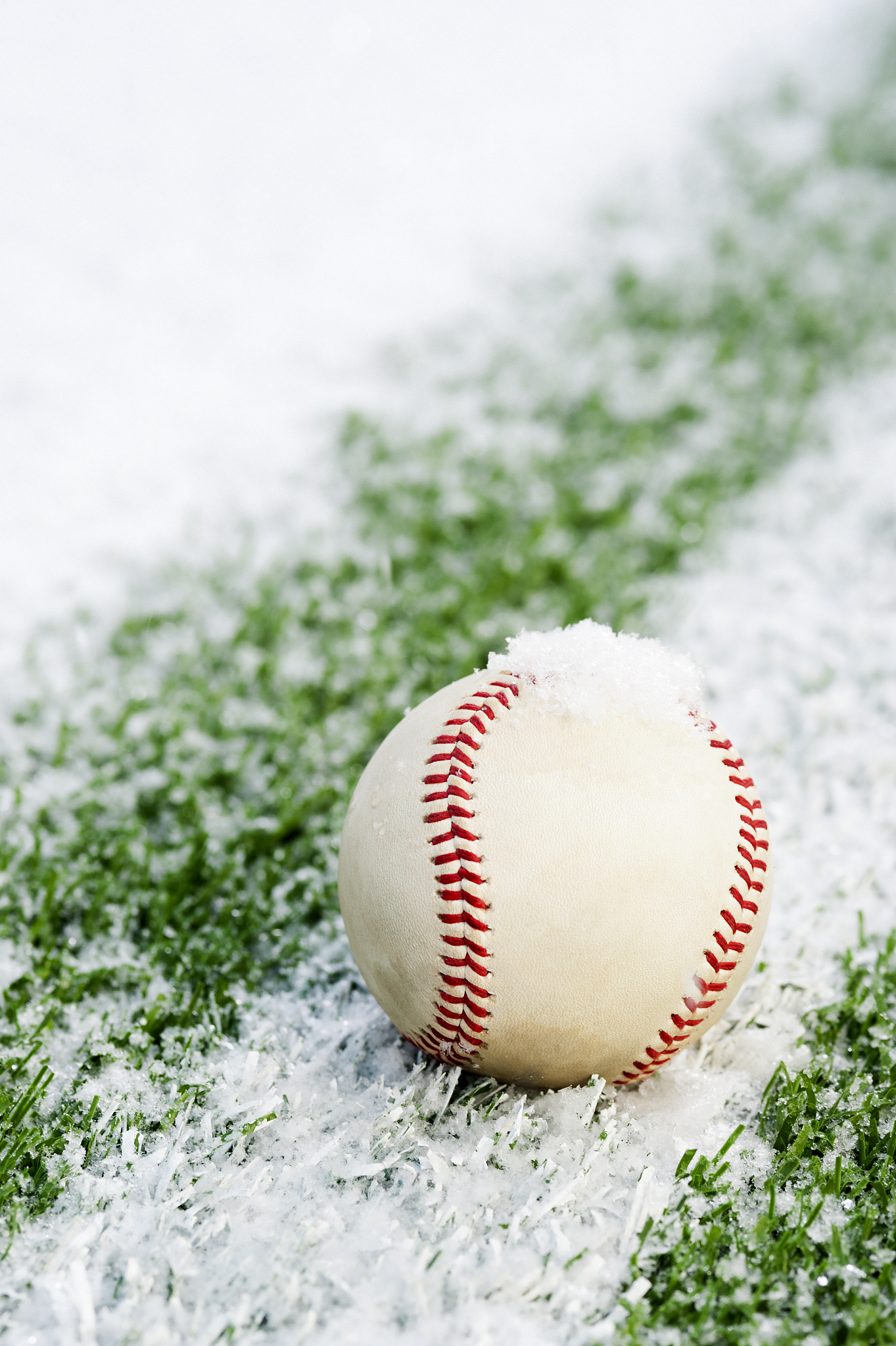 baseball on a snow field