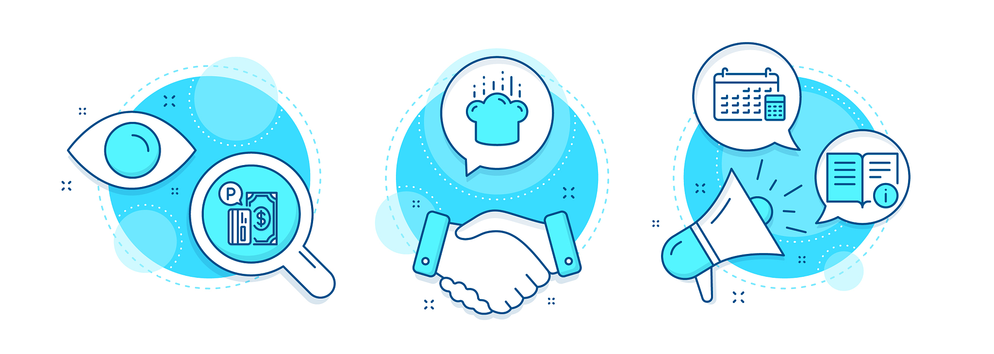 parking payment cooking hat and calendar icons