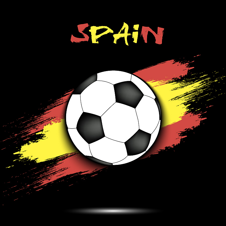 soccer ball and spain flag