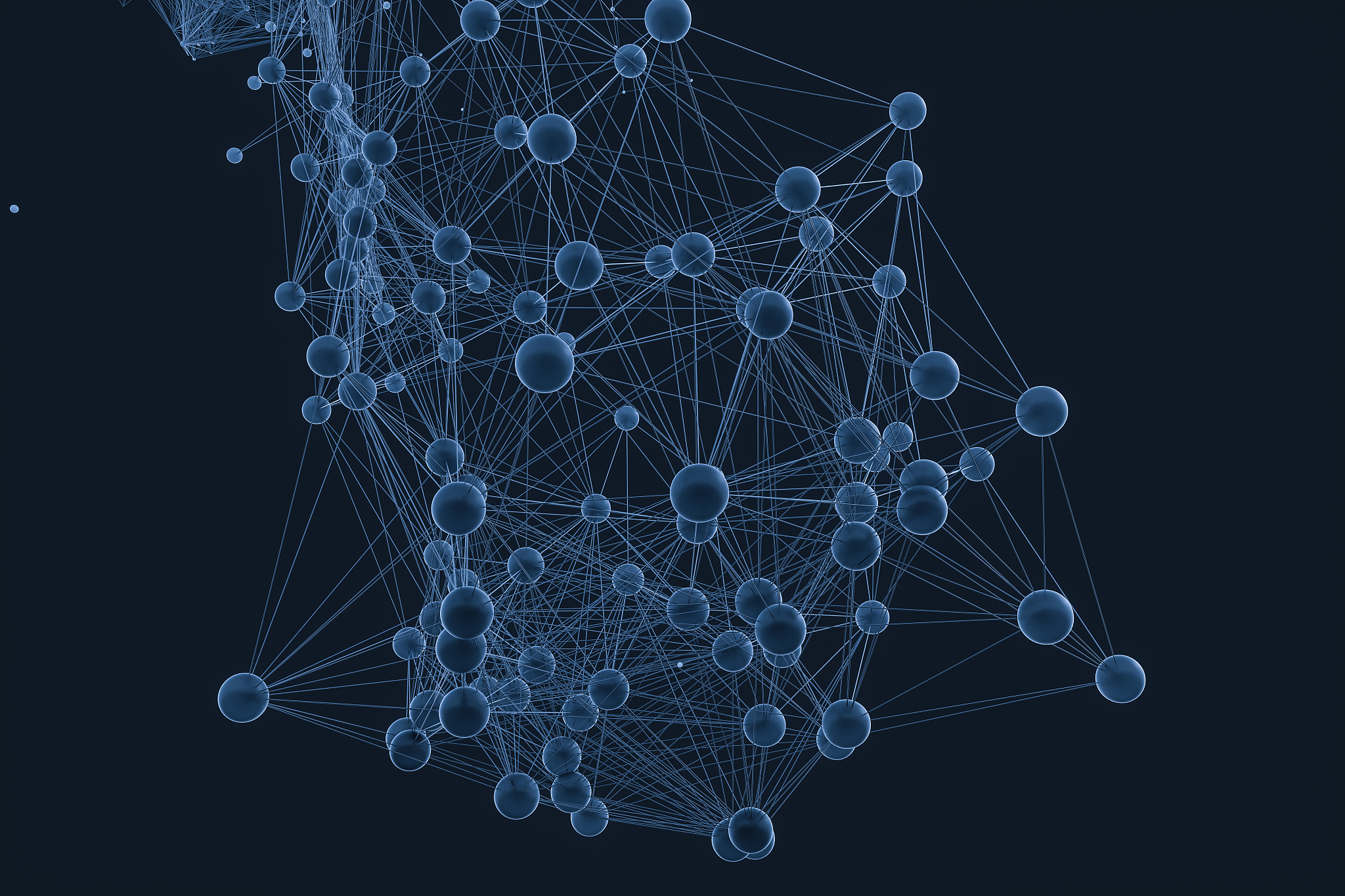 gene lines and nodes, biological gene structure, 3d rendering.