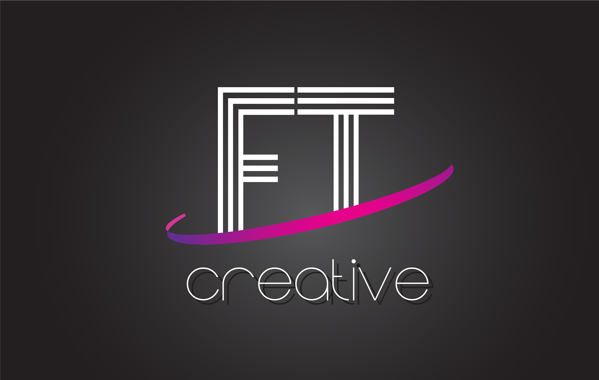 ft f t letter logo with lines design and purple