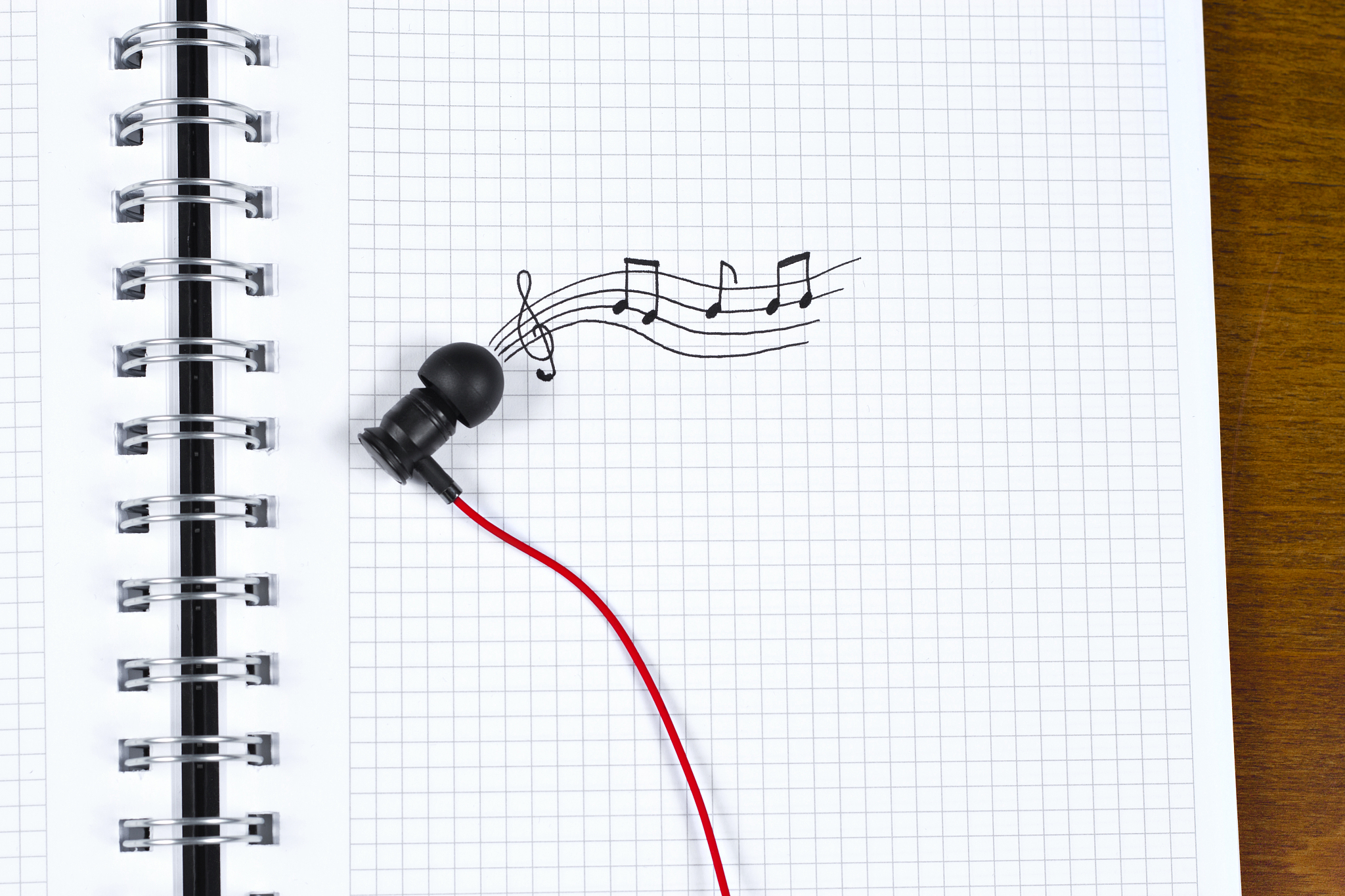 drawing in the notebook music