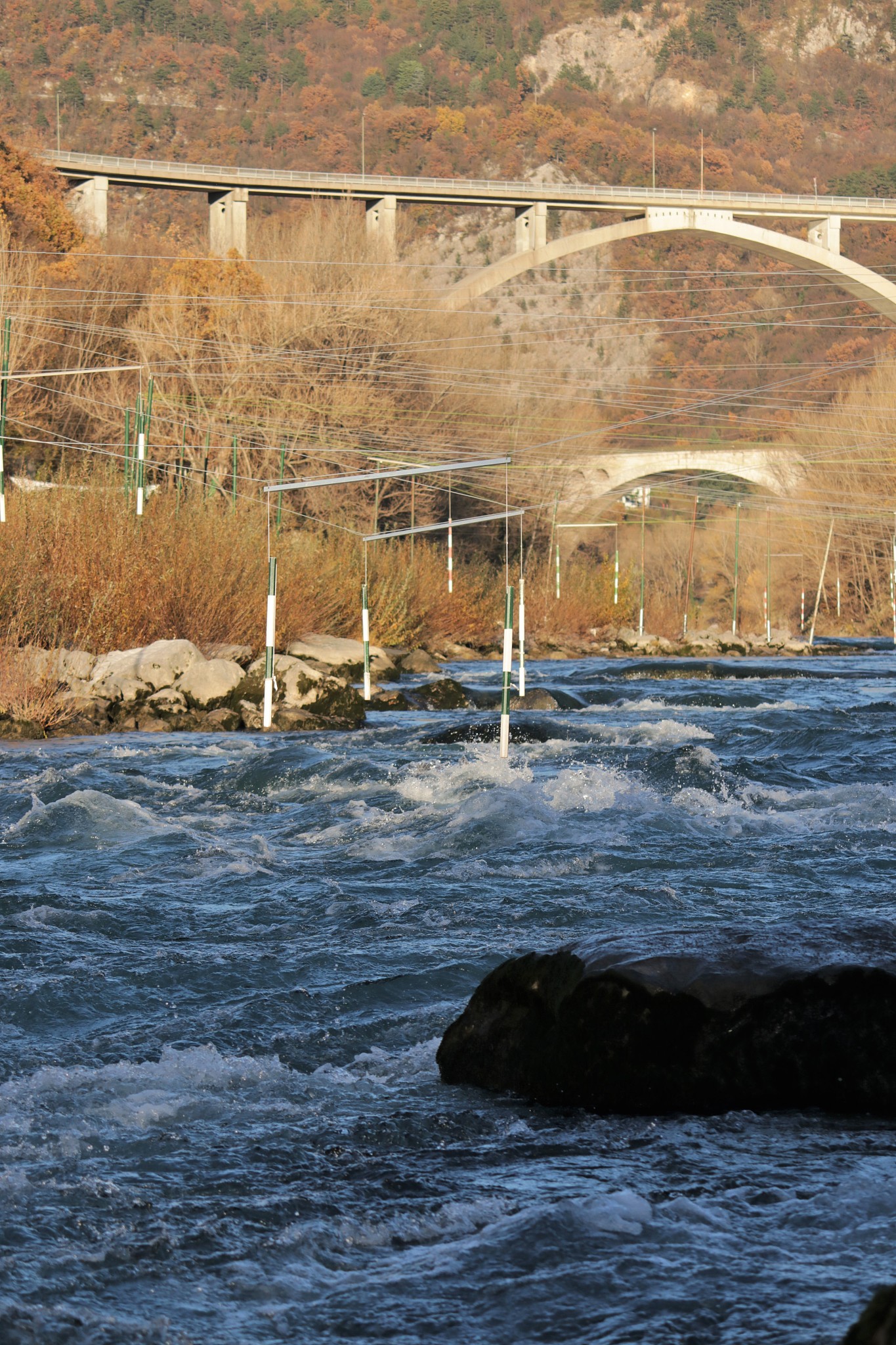 gate of whitewater slalom in solkan village, slovenia