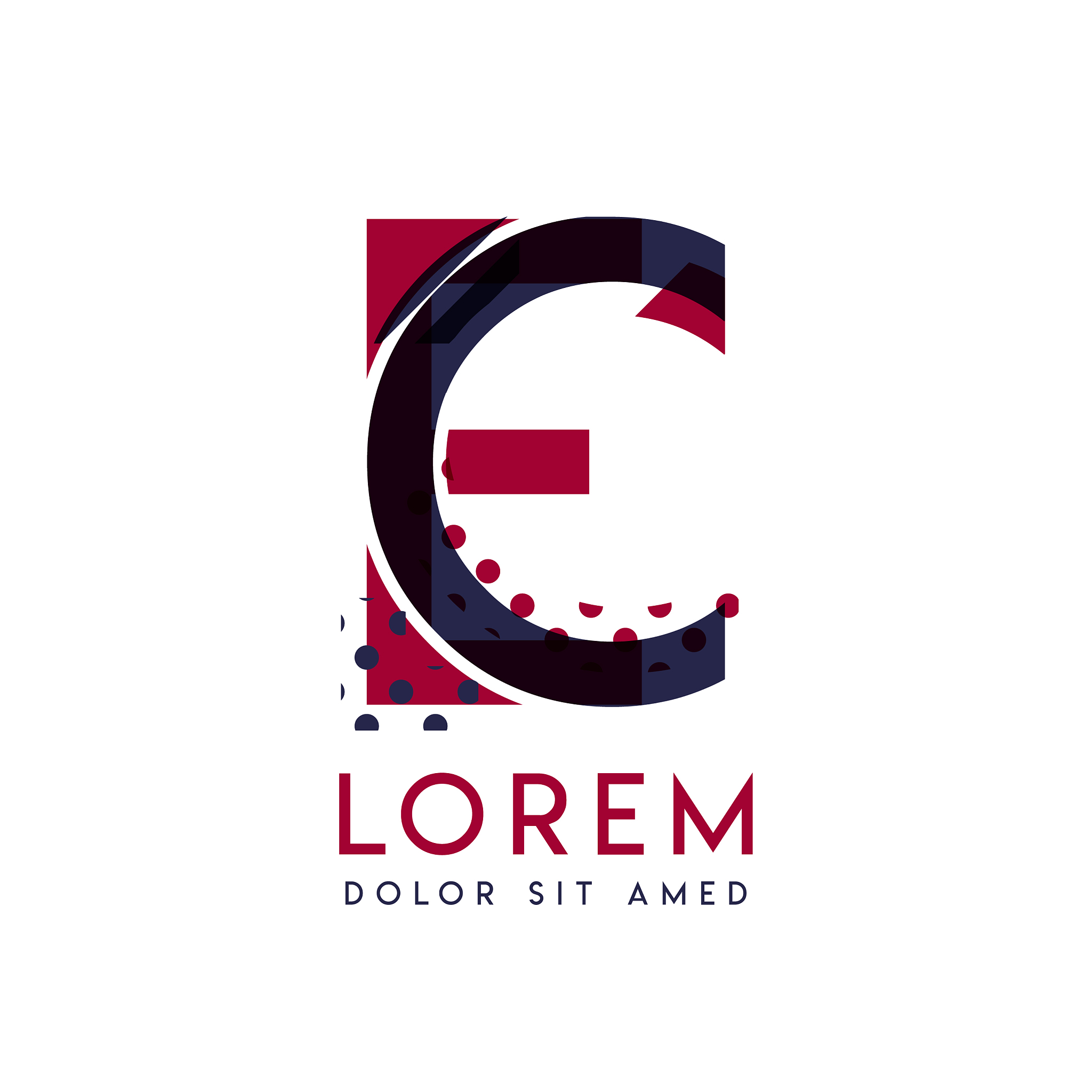ec simple logo design with blue and maroon color