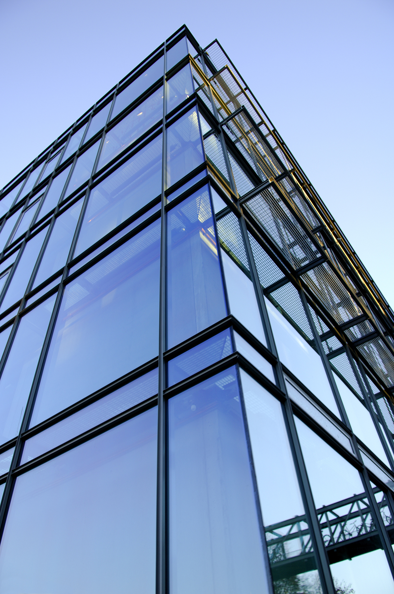 glass building.