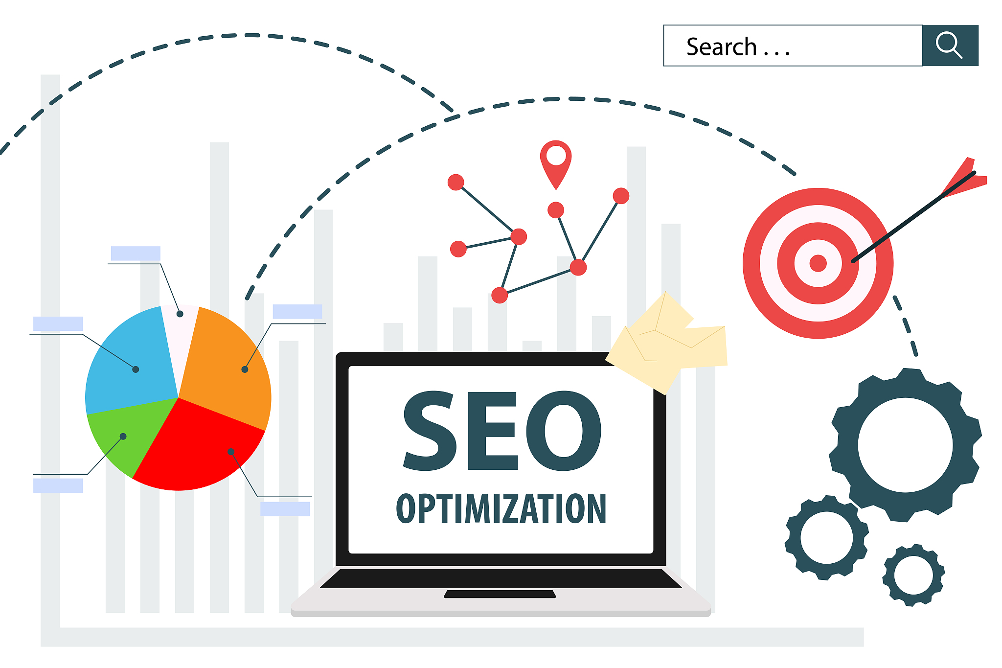 seo optimization flat vector illustration web analytics design w