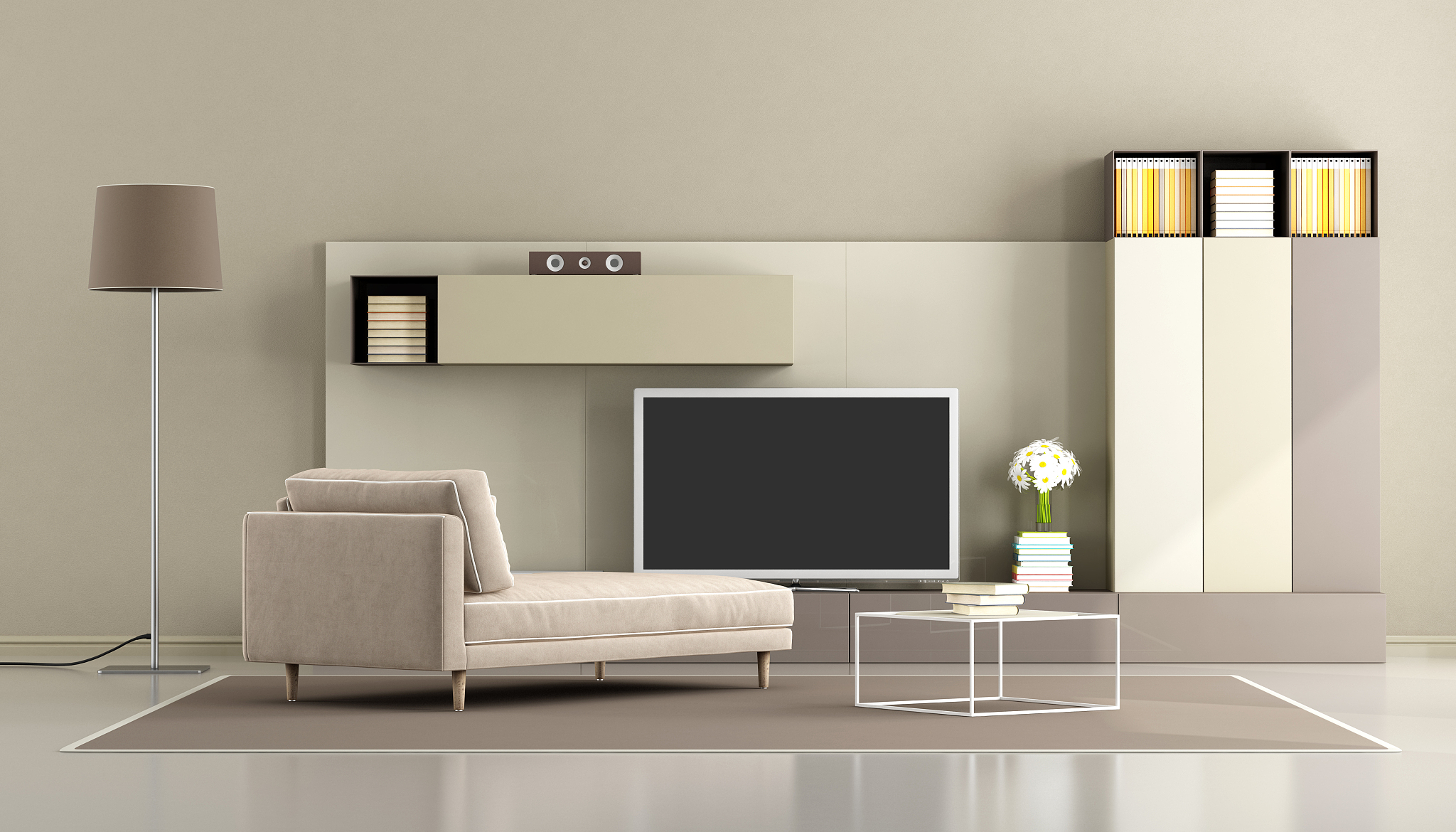 modern living room with tv unit