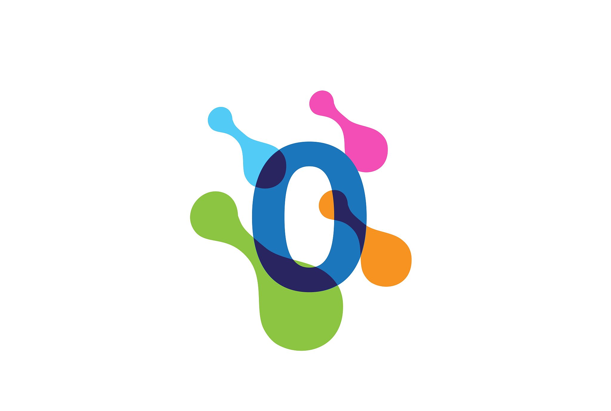 multicolor playful number logo design with rainbow bubble cell p