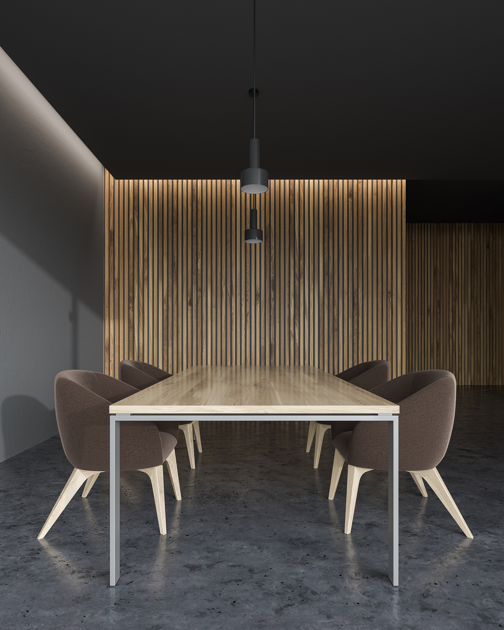 gray and wooden office conference room interior