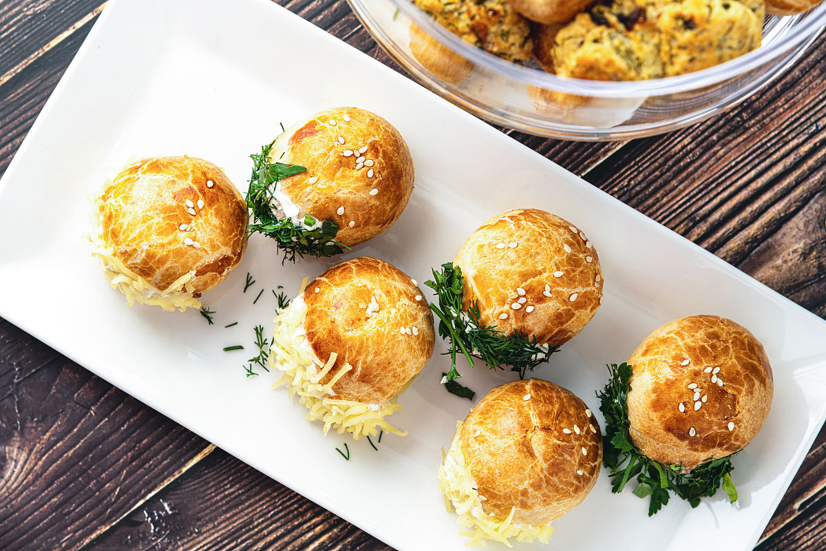 turkish pastry filled with dill, parsley, cream cheese and chedd