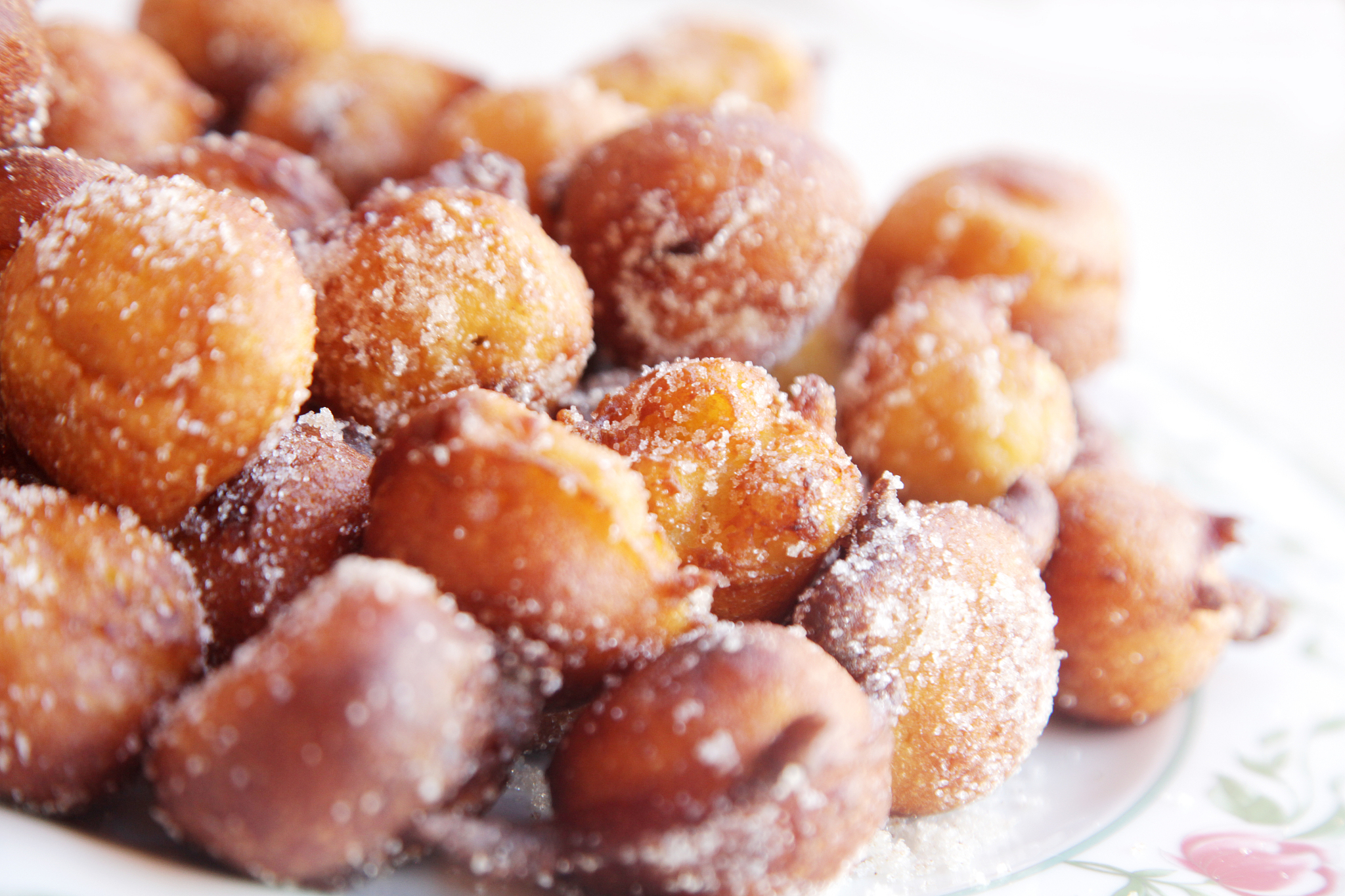 fried doughnuts with sugar