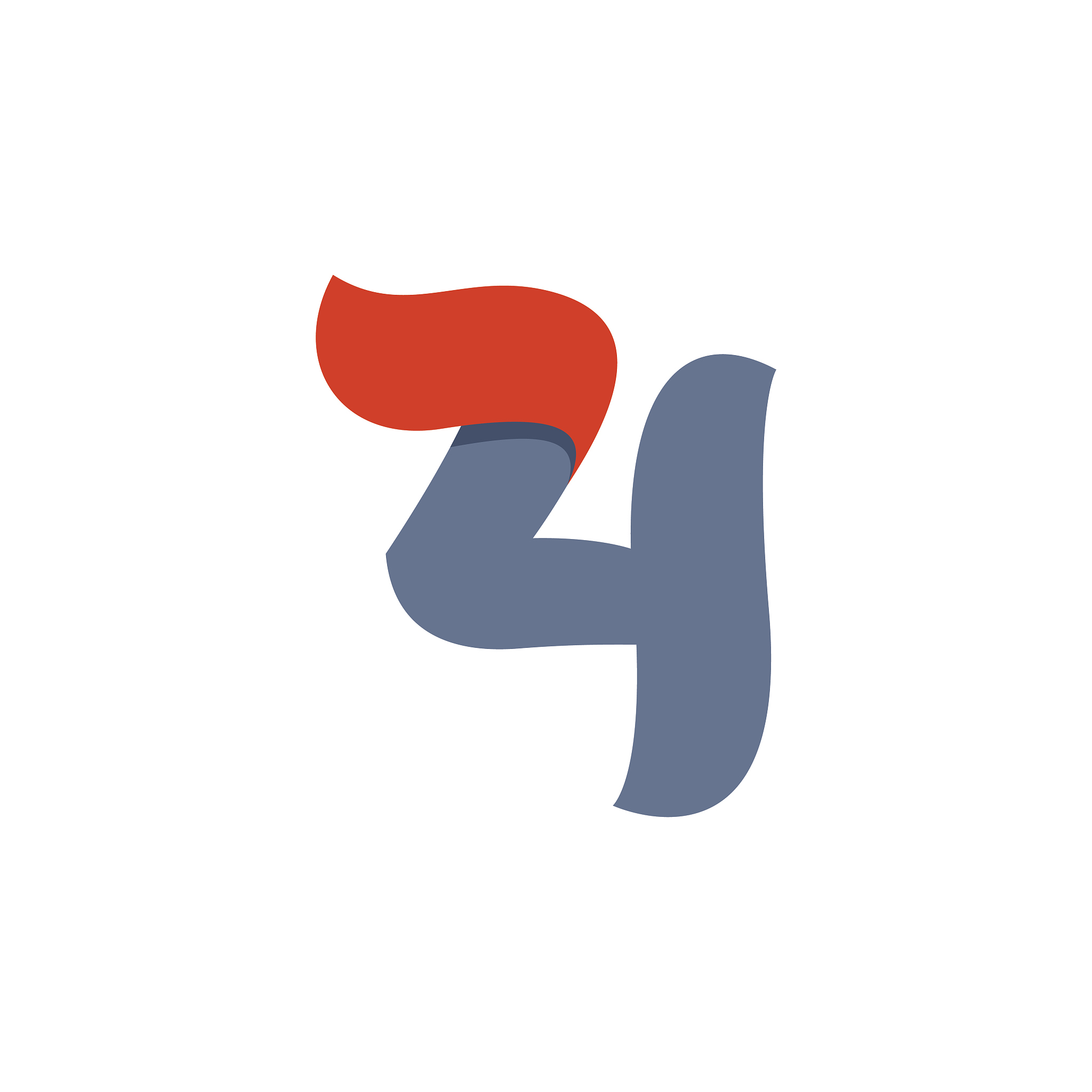 number four icon with fast speed red flag line.