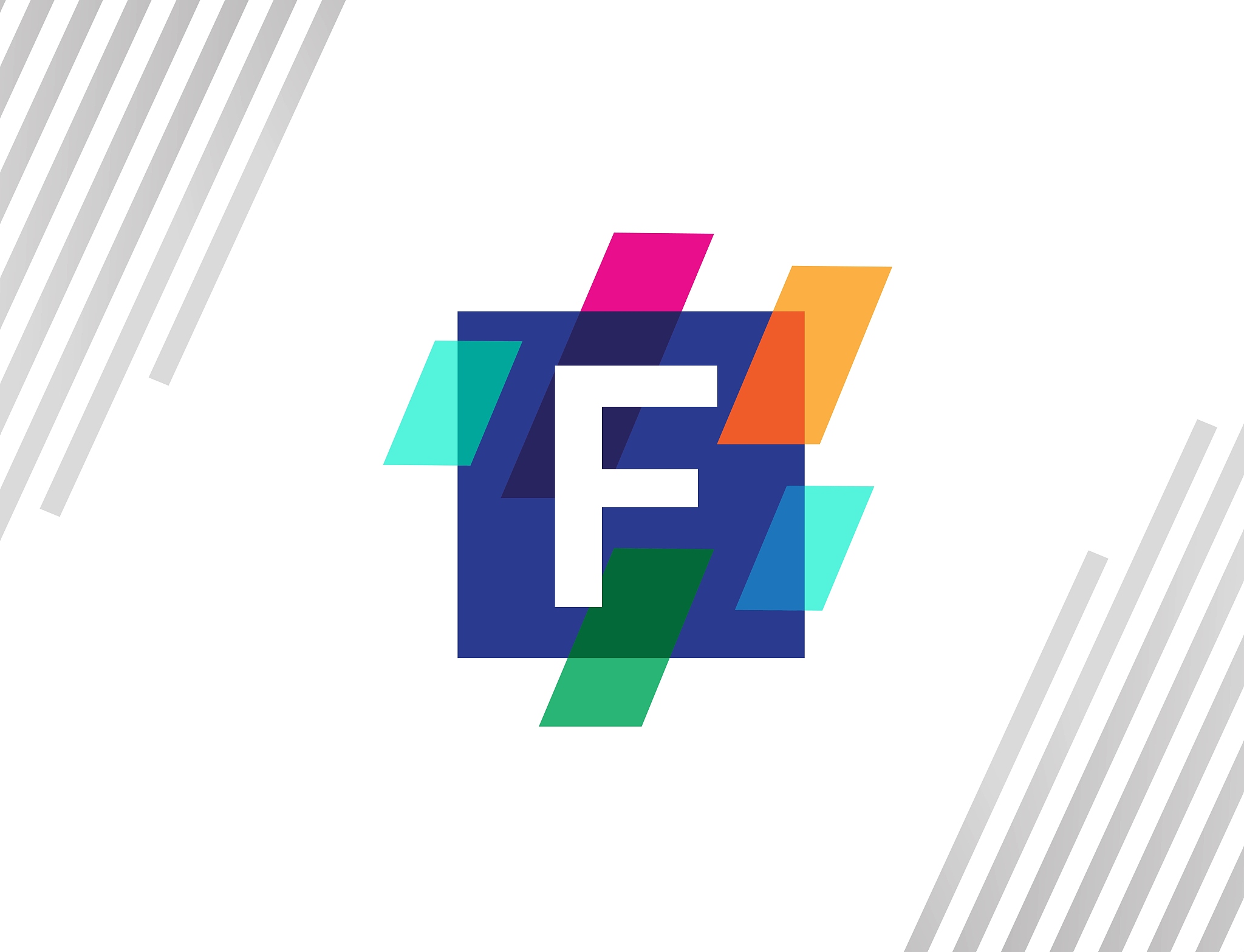 creative square initial letter f with colorful diagonal line log