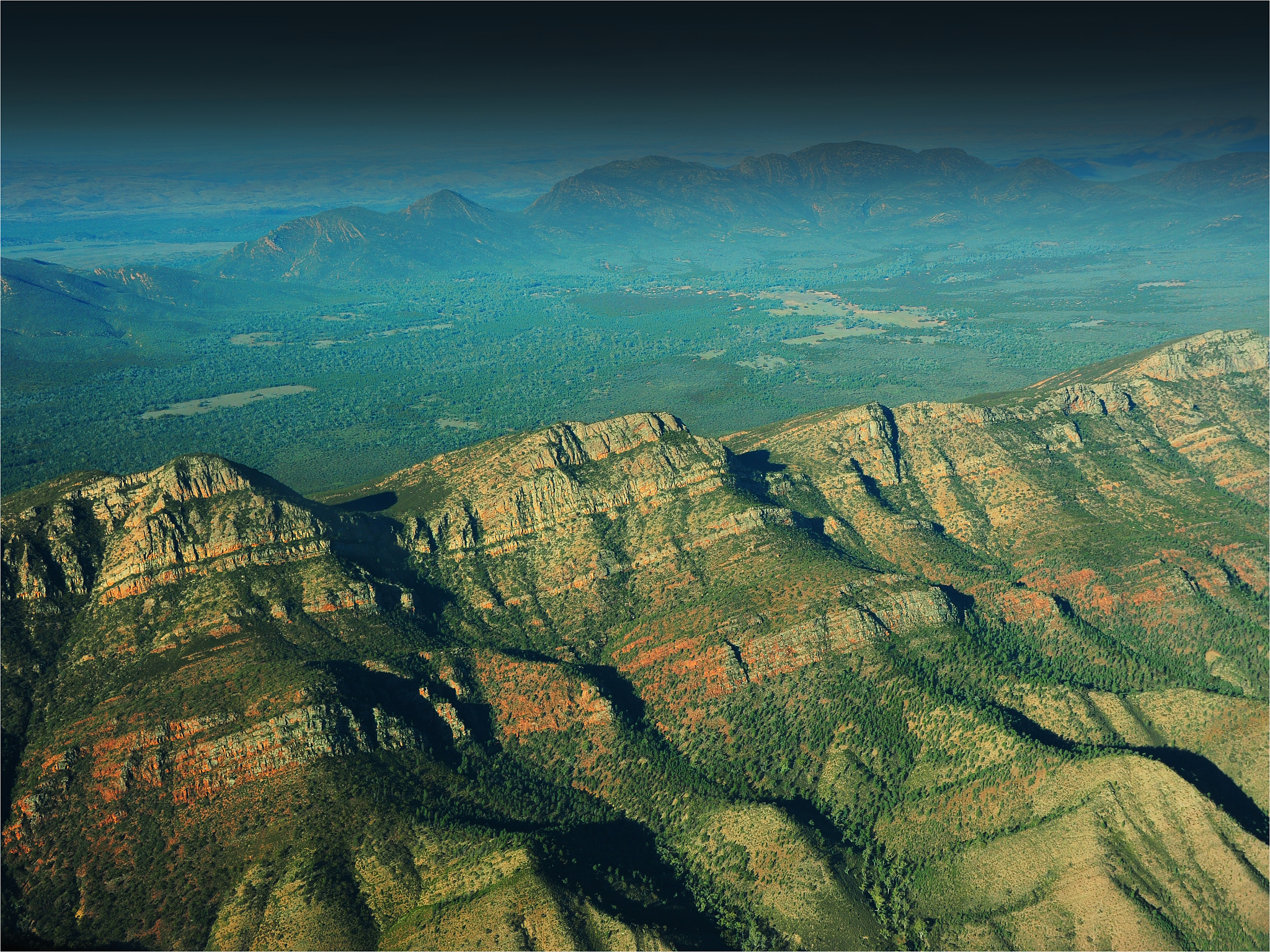 aerial landscape of the flinders ranges np near wilpena pound, s