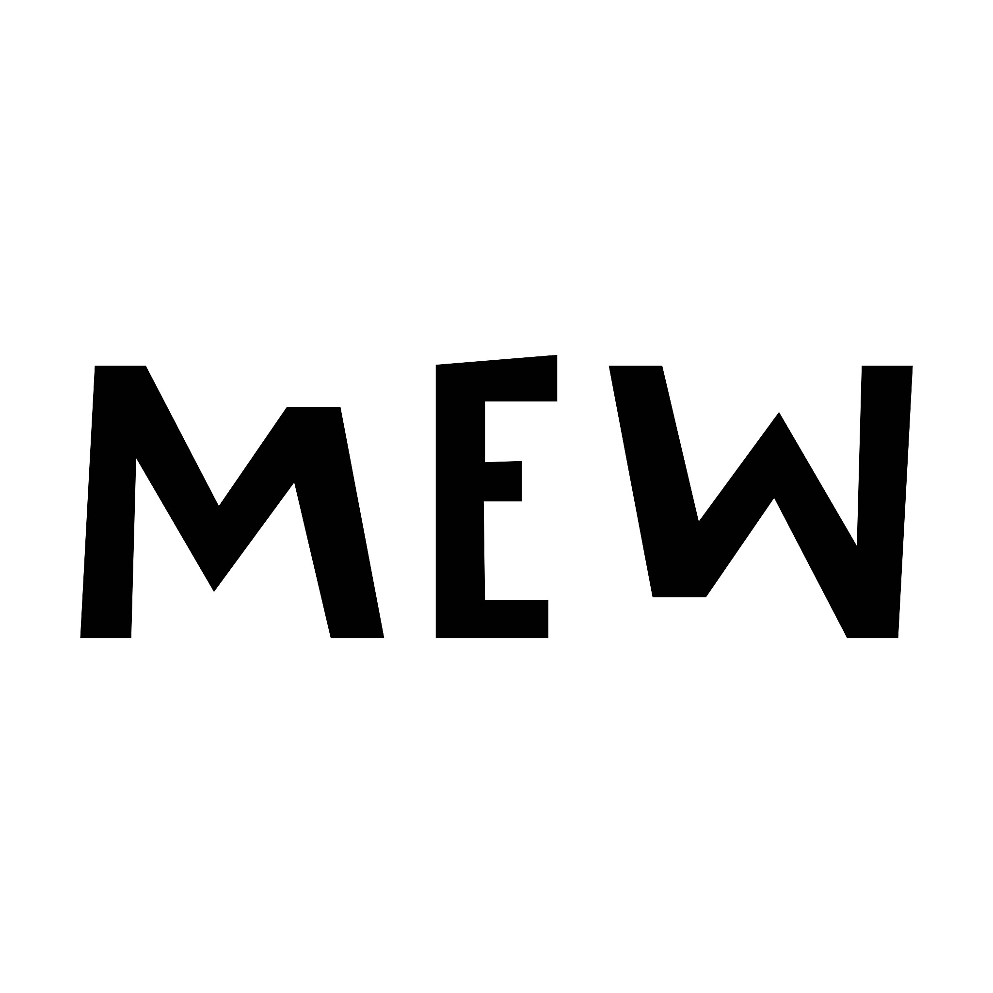 mew - hand drawn lettering nursery poster. black and white vecto